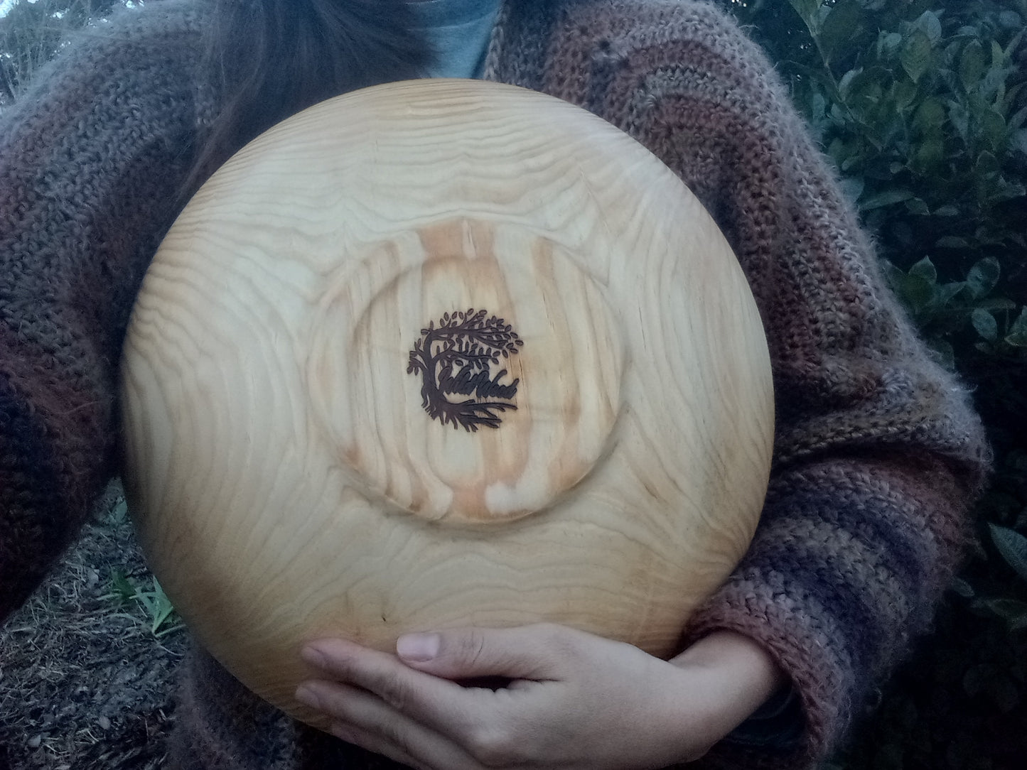 14" Blonde Wood Salad Bowl Hand Turned from Southern Yellow Pine - Beautiful Handmade Wooden Serving Bowl - Housewarming Gift
