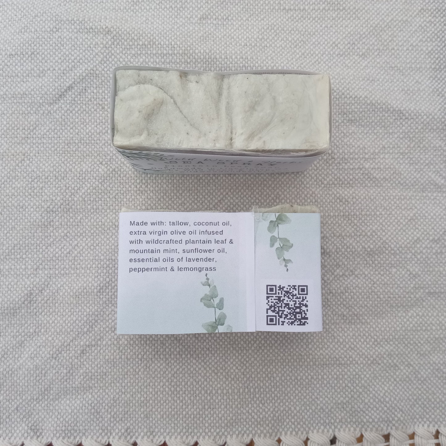 Sea Spray - Plantain Leaf Soap for Sensitive Skin Handmade with Moisturizing Tallow & Olive Oil and Scented with Lemongrass Essential Oil - Herbal Soap