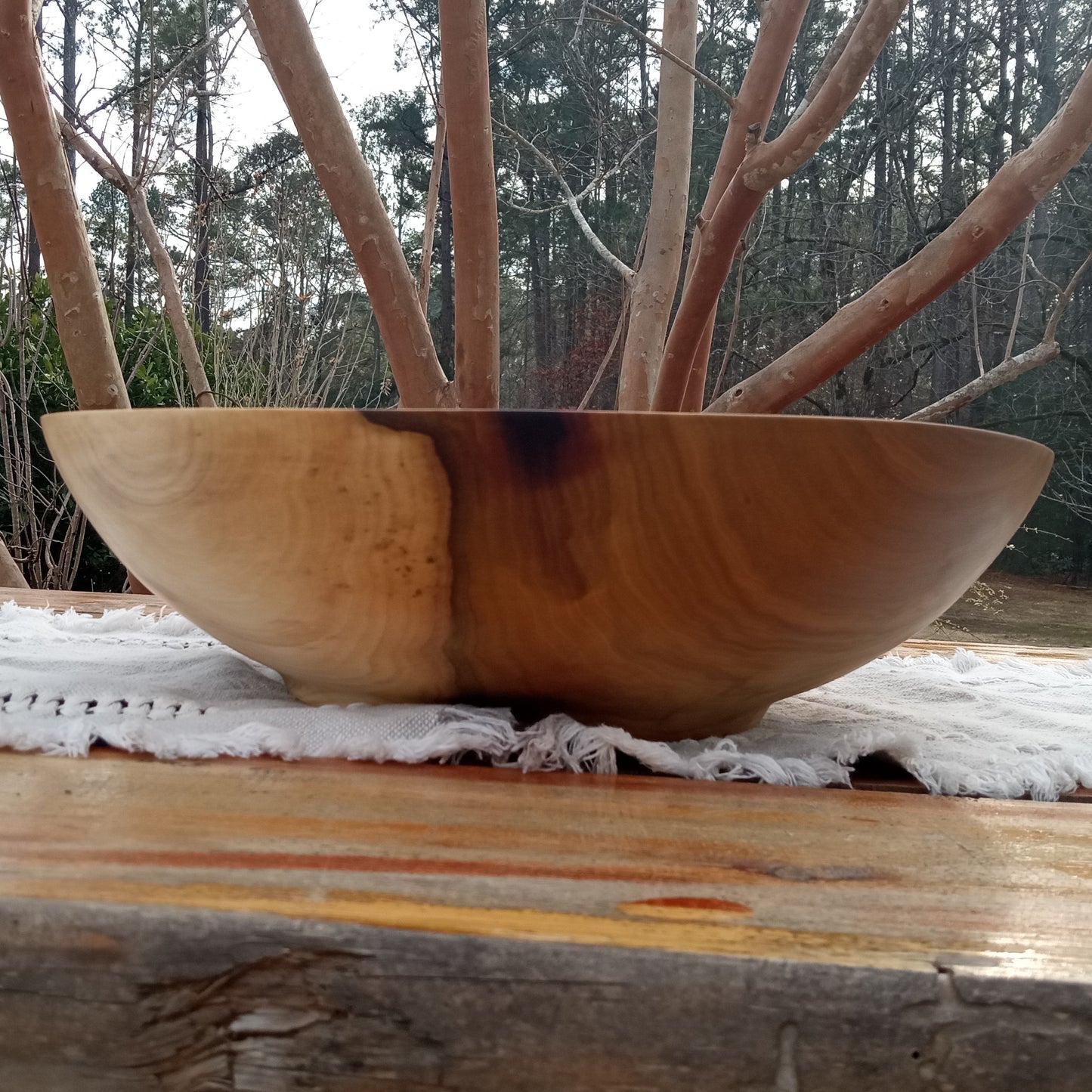 Large 16" Wooden Salad Bowl - Handmade Rainbow Tulip Wood Serving Bowl - Unique Wood Gifts for Her