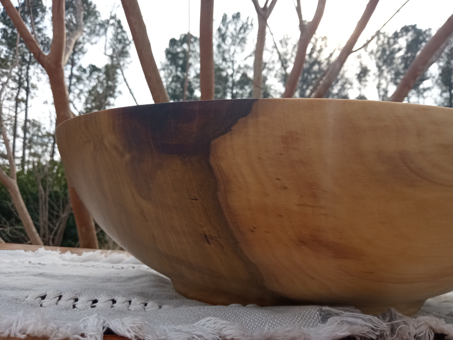 Large 16" Wooden Salad Bowl - Handmade Rainbow Tulip Wood Serving Bowl - Unique Wood Gifts for Her
