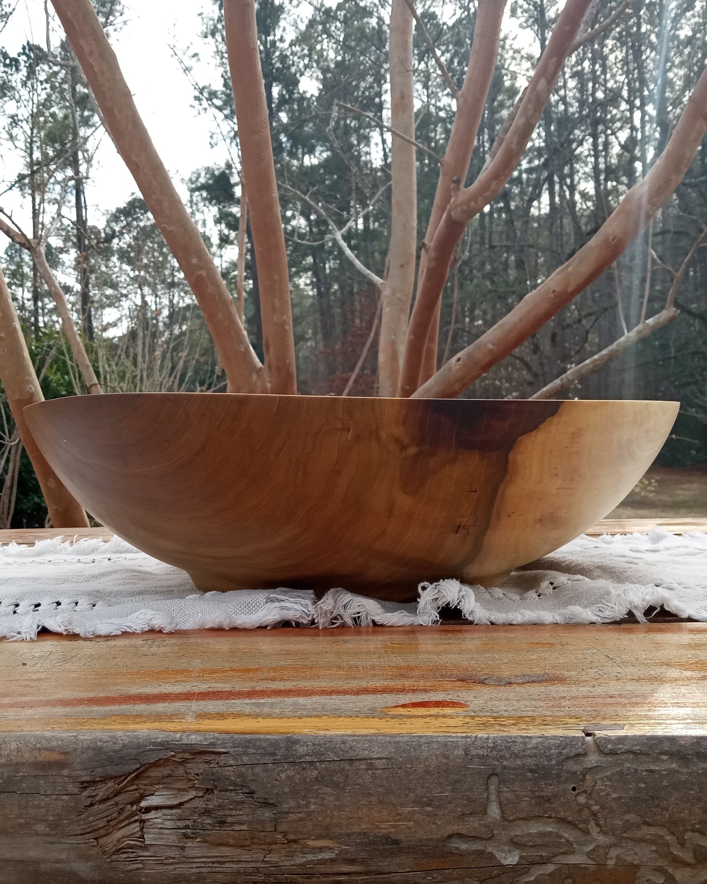 Large 16" Wooden Salad Bowl - Handmade Rainbow Tulip Wood Serving Bowl - Unique Wood Gifts for Her