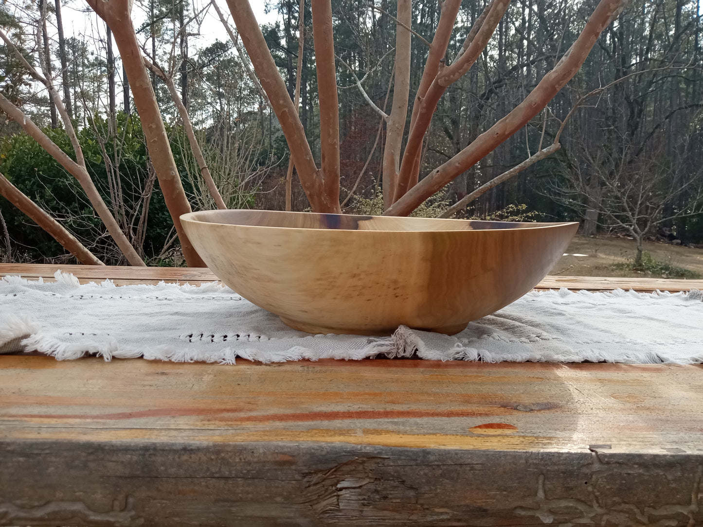 Large 16" Wooden Salad Bowl - Handmade Rainbow Tulip Wood Serving Bowl - Unique Wood Gifts for Her
