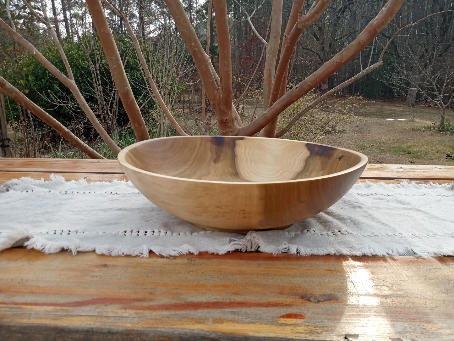 Large 16" Wooden Salad Bowl - Handmade Rainbow Tulip Wood Serving Bowl - Unique Wood Gifts for Her