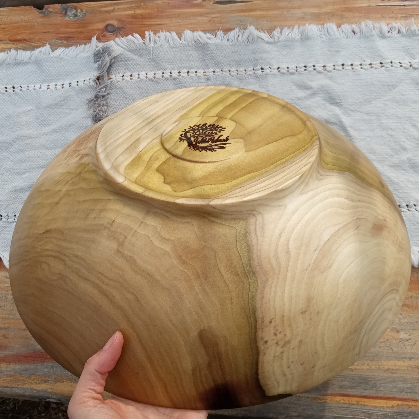 Large 16" Wooden Salad Bowl - Handmade Rainbow Tulip Wood Serving Bowl - Unique Wood Gifts for Her
