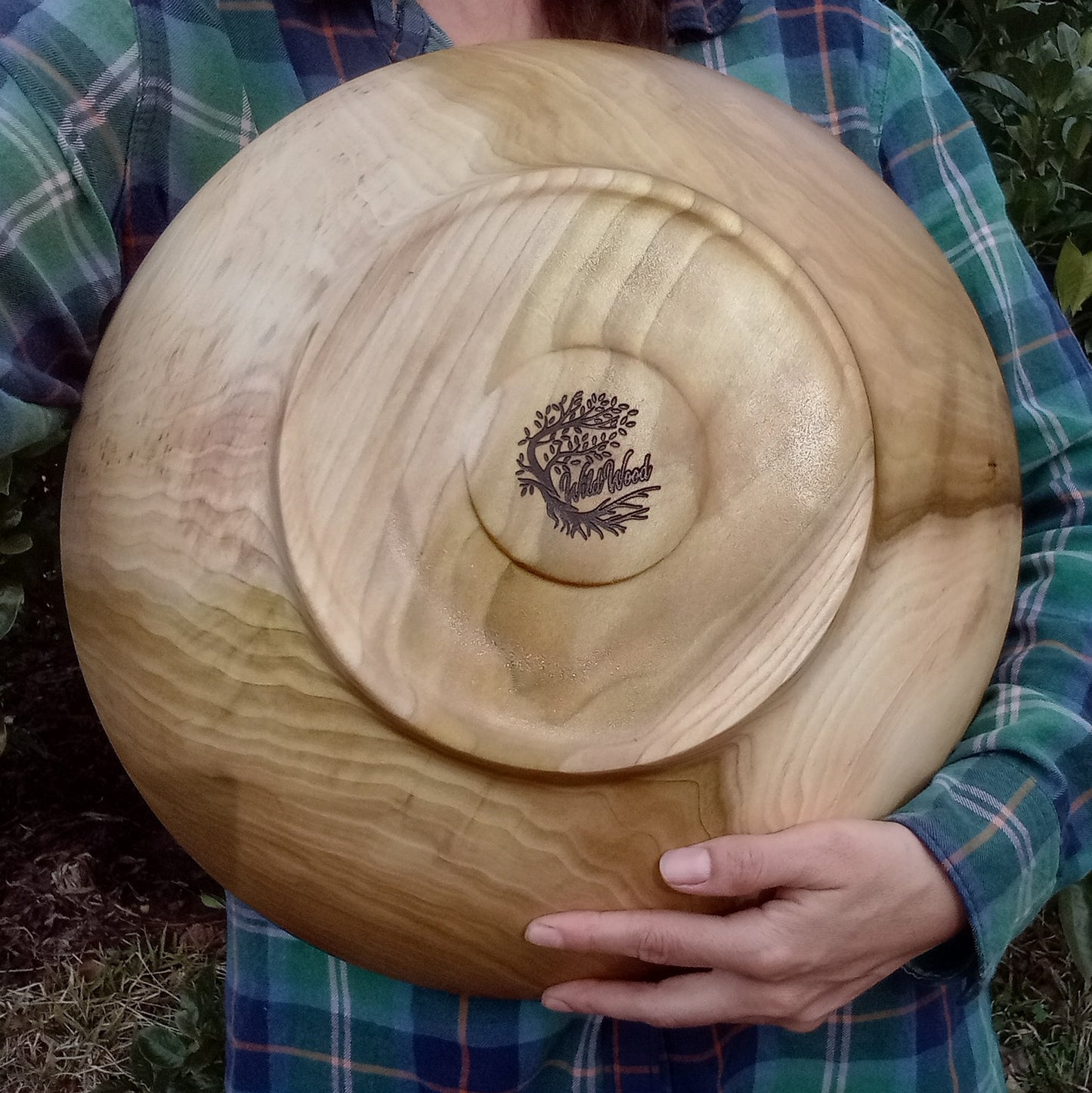 Large 16" Wooden Salad Bowl - Handmade Rainbow Tulip Wood Serving Bowl - Unique Wood Gifts for Her