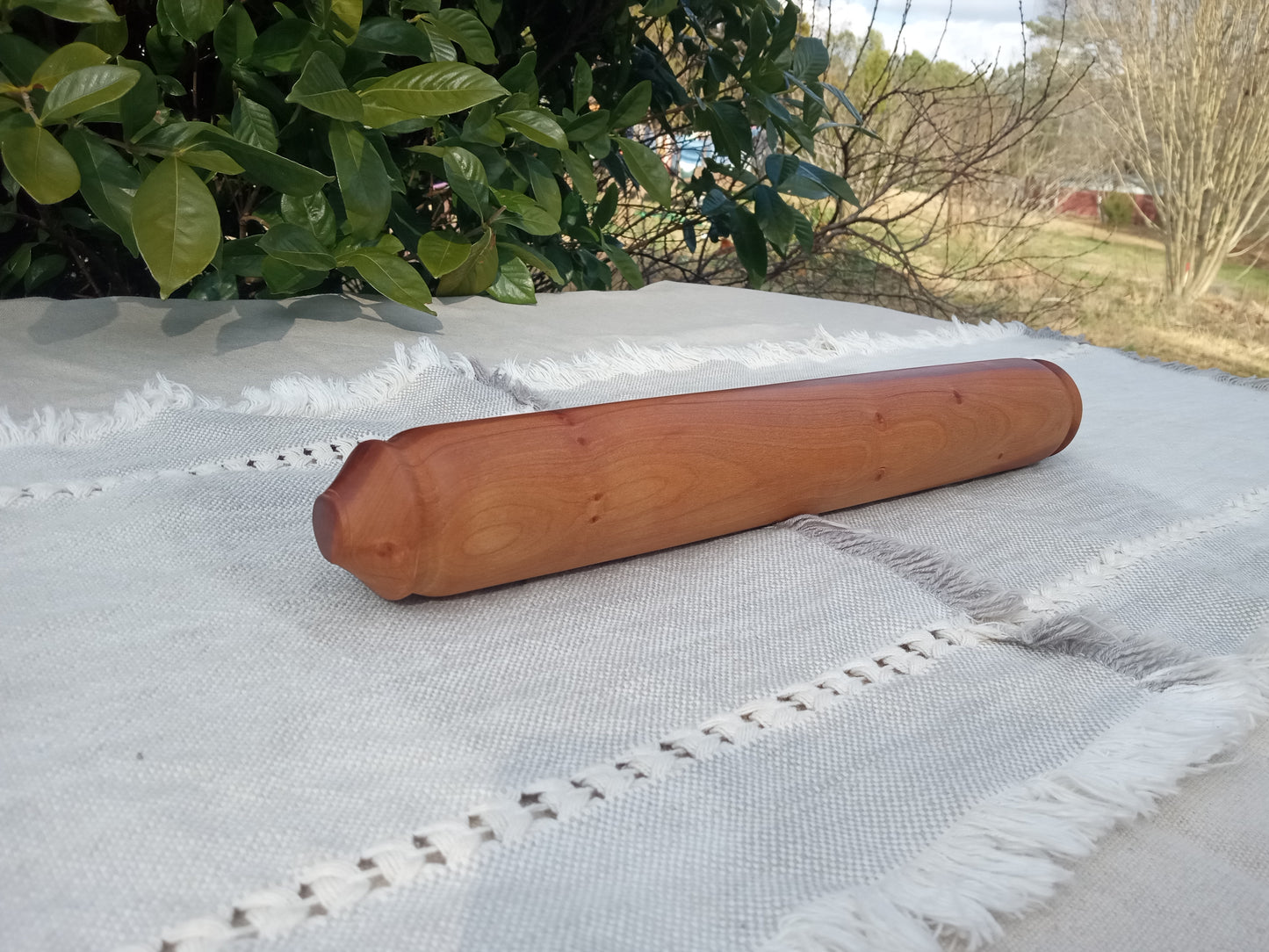 Handmade Wooden Rolling Pin - 14" Cherry Wood Roller - Unique Wood Gift for the Chef