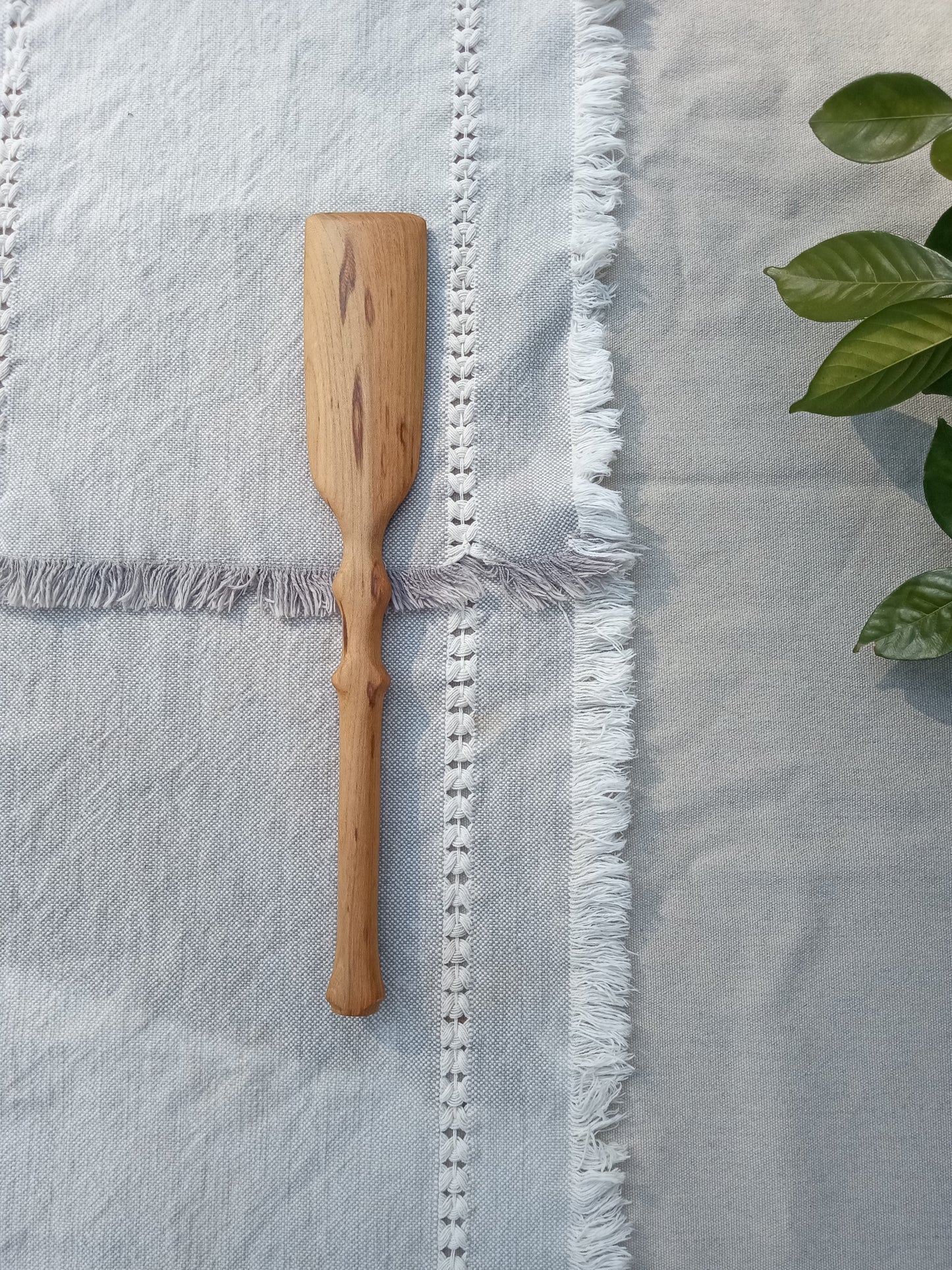Handmade Red Elm Wood Spurtle: 14" Kitchen Mash Paddle