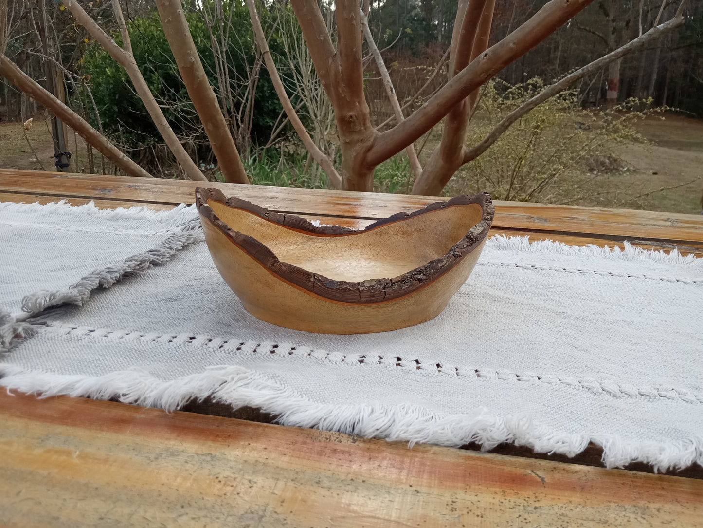 Live Edge Persimmon Wood Bowl: Handmade Rustic Centerpiece