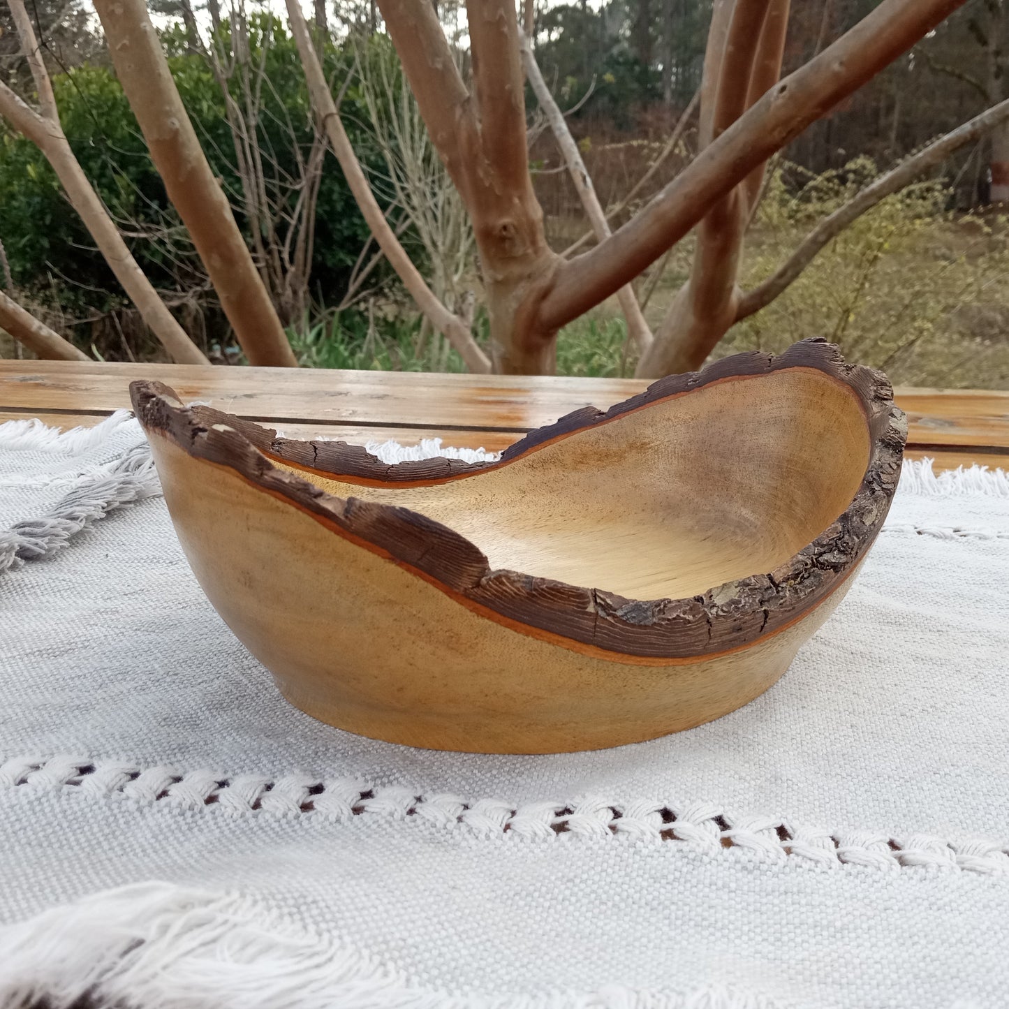 Live Edge Persimmon Wood Bowl: Handmade Rustic Centerpiece