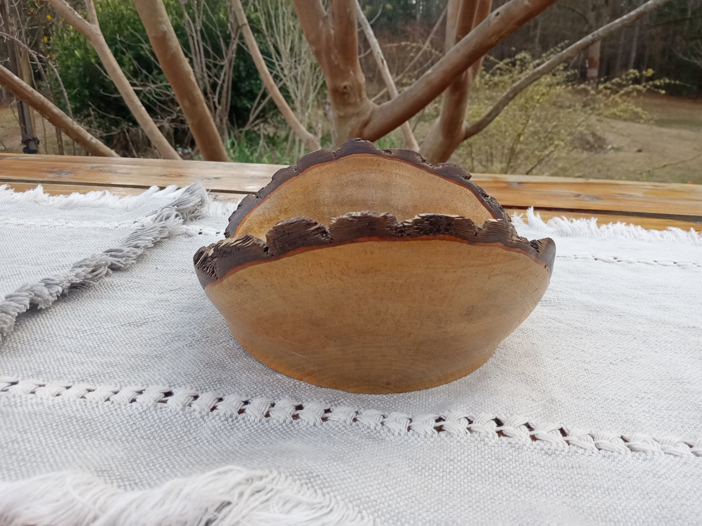 Live Edge Persimmon Wood Bowl: Handmade Rustic Centerpiece