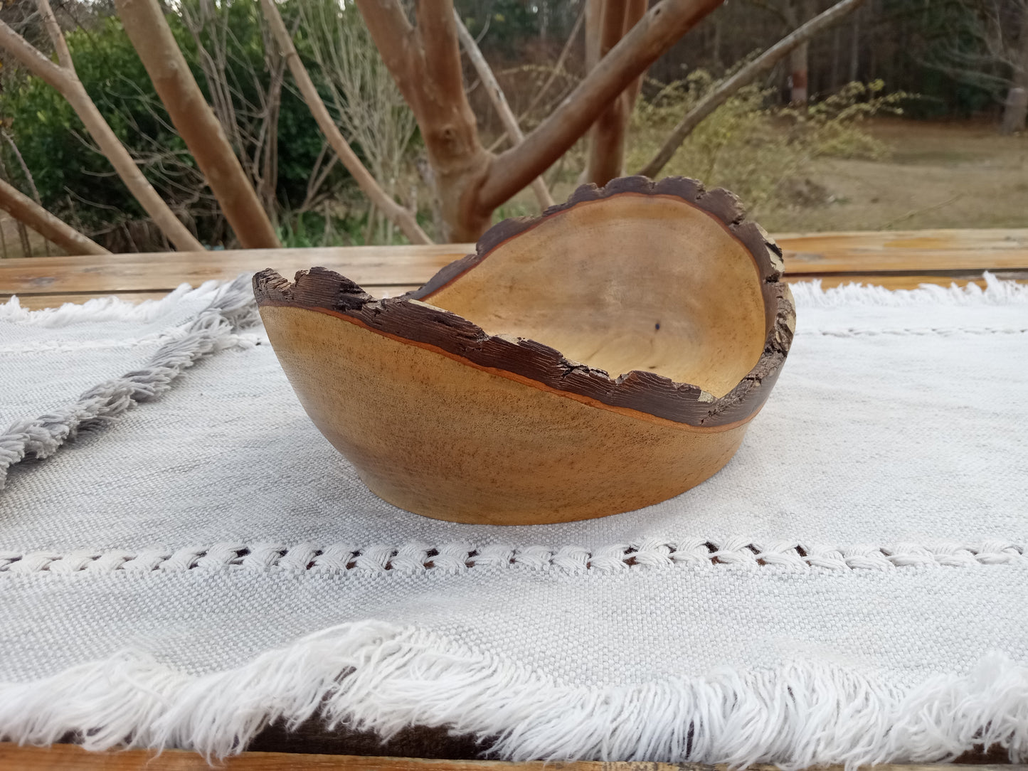 Live Edge Persimmon Wood Bowl: Handmade Rustic Centerpiece