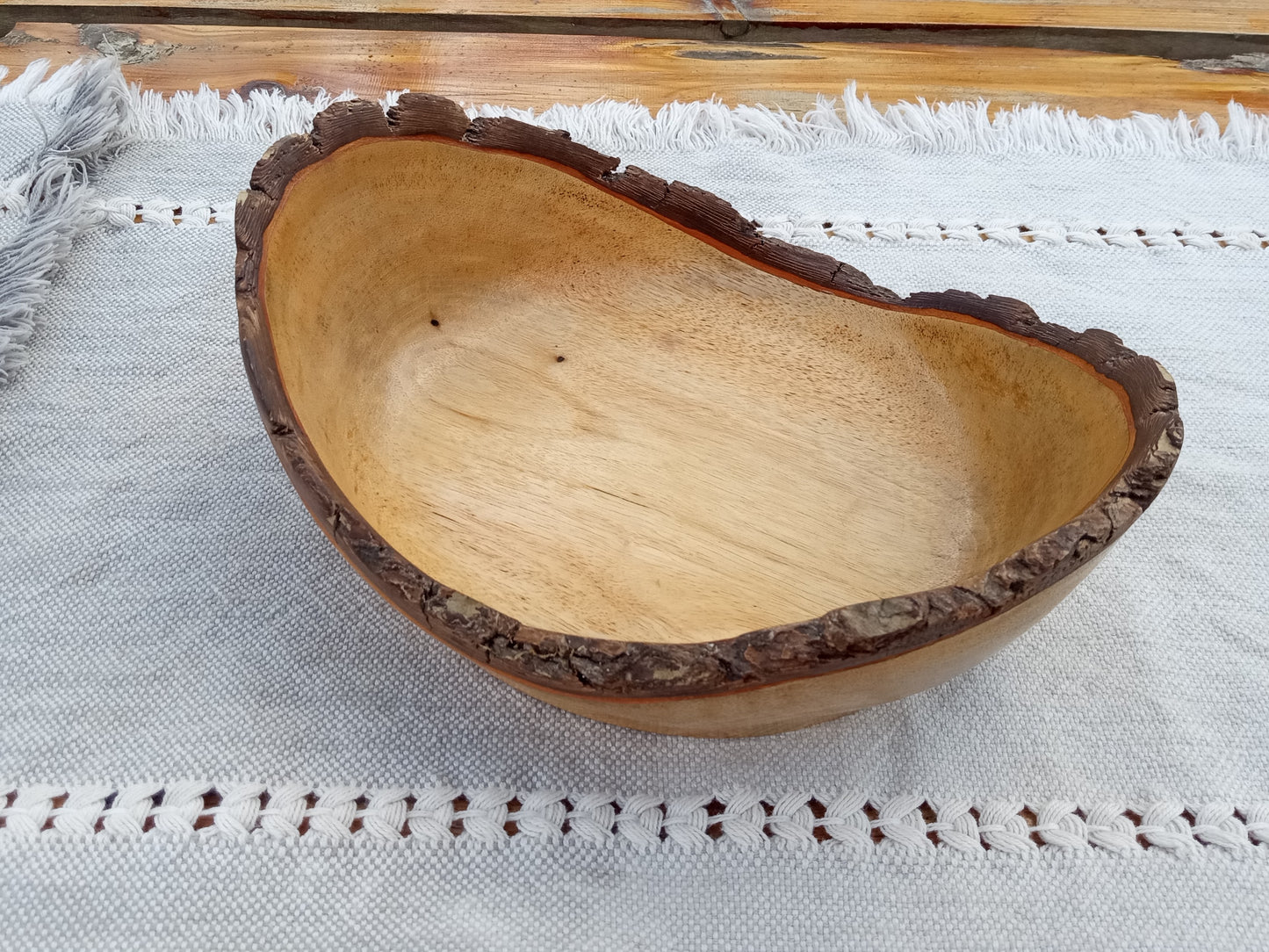 Live Edge Persimmon Wood Bowl: Handmade Rustic Centerpiece