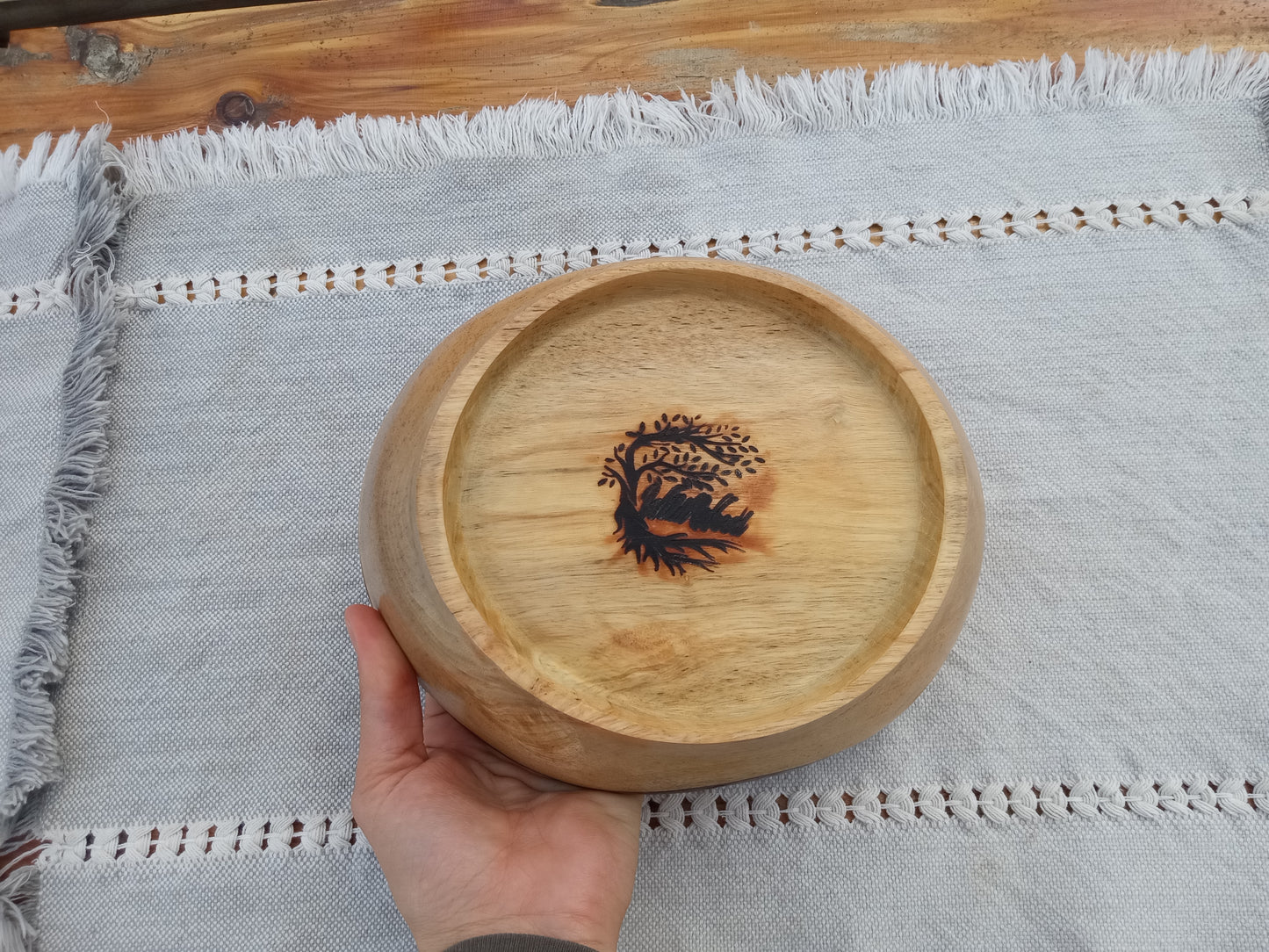 Live Edge Persimmon Wood Bowl: Handmade Rustic Centerpiece