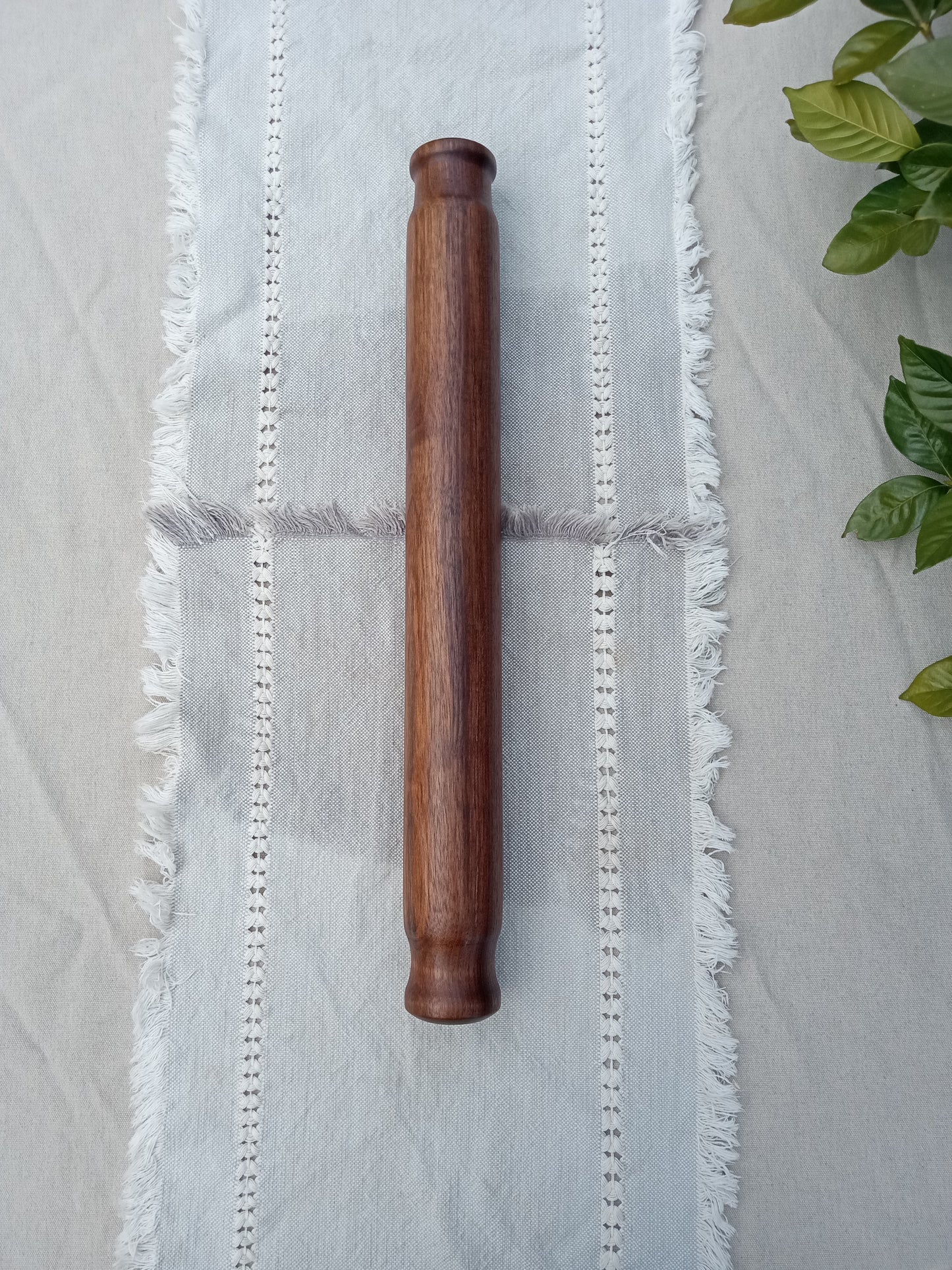 21" Wooden Rolling Pin Turned from Black Walnut Wood - Gift for the Baker - Handmade Blunt End Pastry Roller - Functional Kitchen Wall Decor