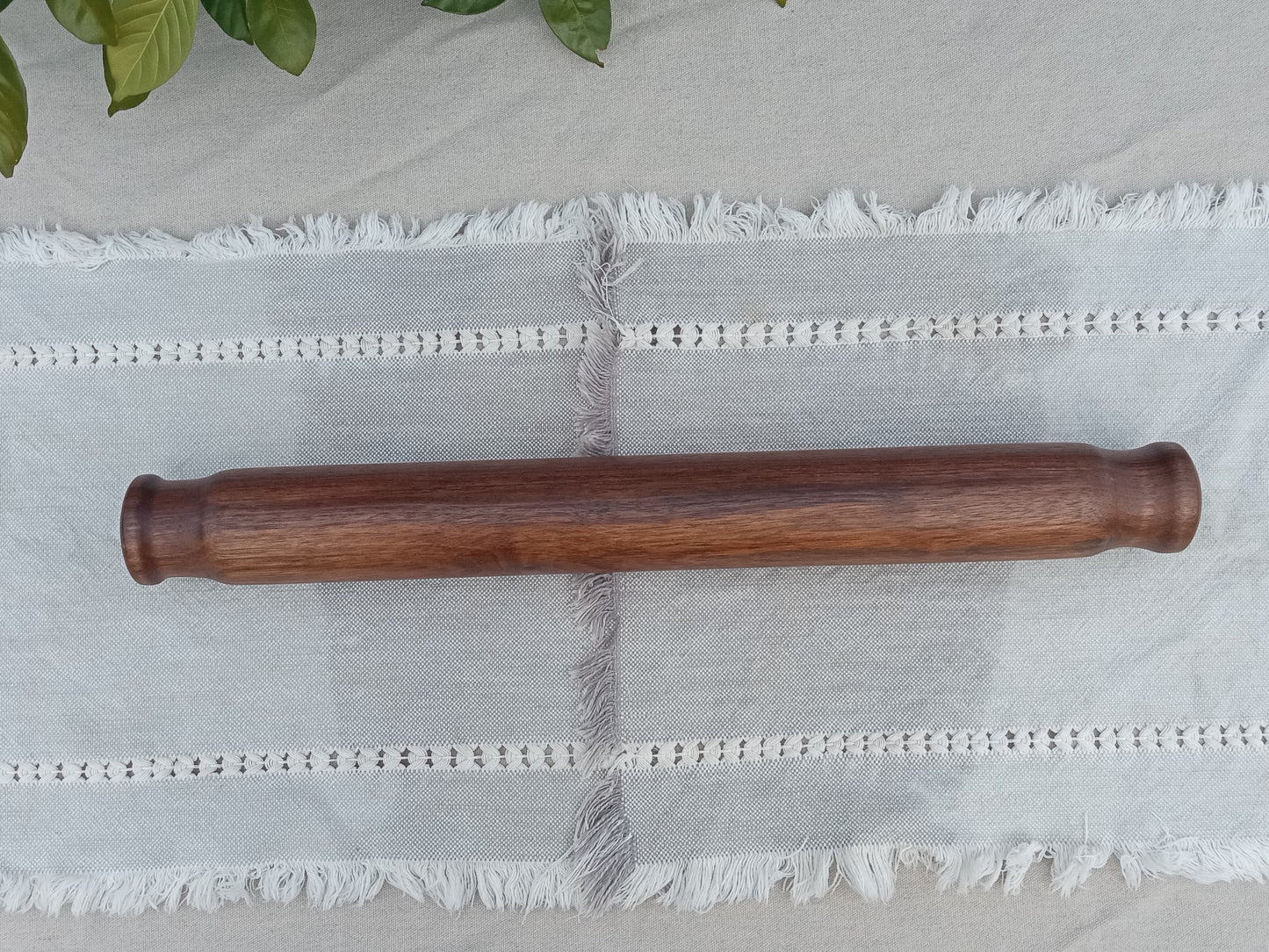 21" Wooden Rolling Pin Turned from Black Walnut Wood - Gift for the Baker - Handmade Blunt End Pastry Roller - Functional Kitchen Wall Decor