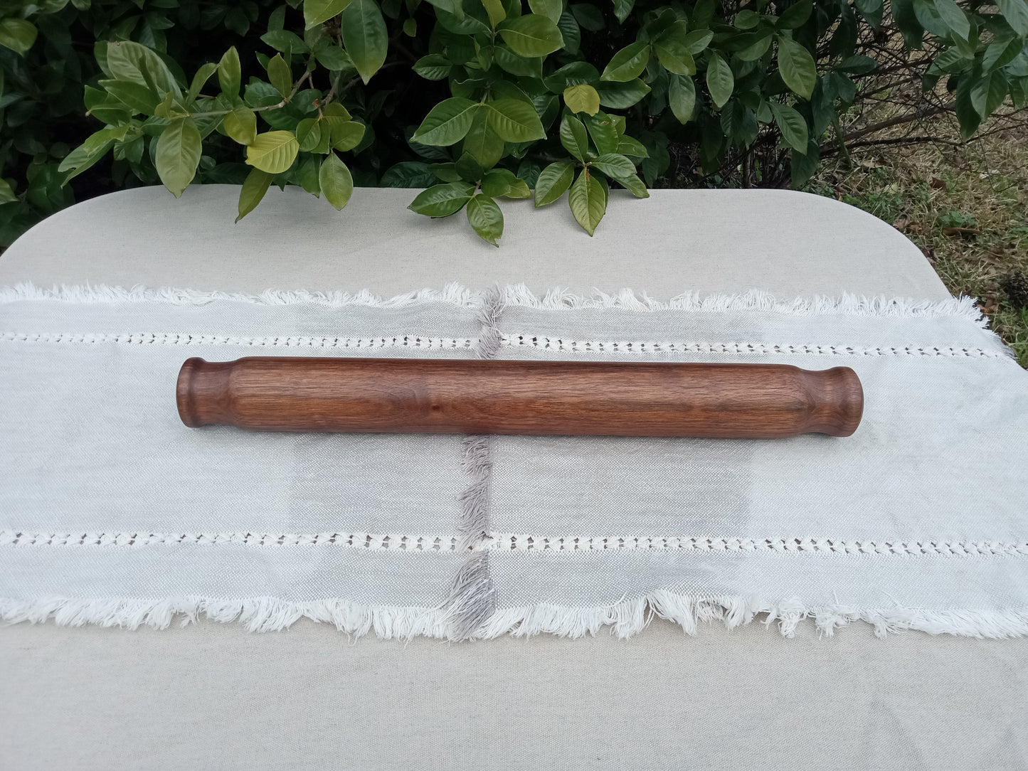 21" Wooden Rolling Pin Turned from Black Walnut Wood - Gift for the Baker - Handmade Blunt End Pastry Roller - Functional Kitchen Wall Decor