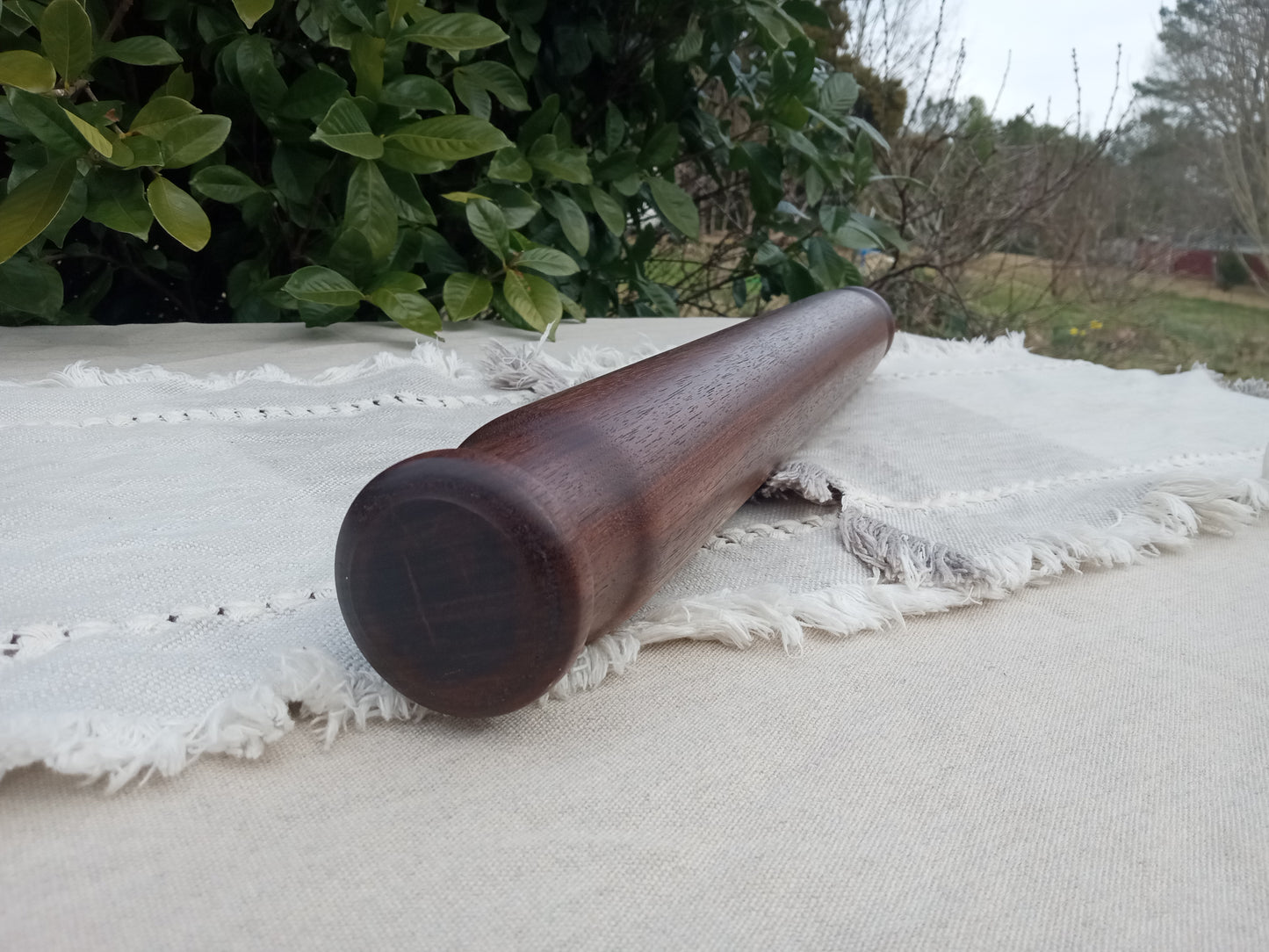 21" Wooden Rolling Pin Turned from Black Walnut Wood - Gift for the Baker - Handmade Blunt End Pastry Roller - Functional Kitchen Wall Decor