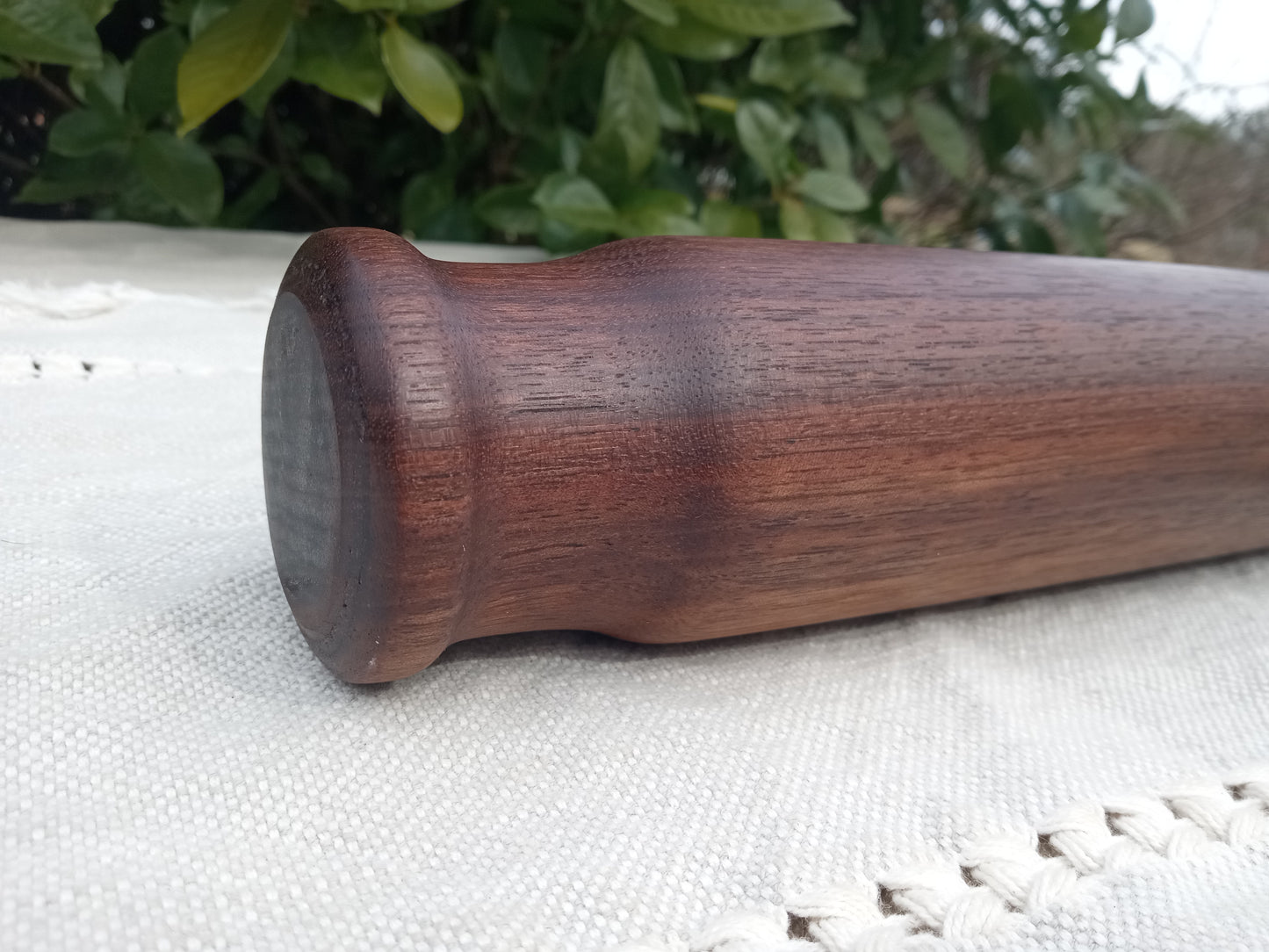 21" Wooden Rolling Pin Turned from Black Walnut Wood - Gift for the Baker - Handmade Blunt End Pastry Roller - Functional Kitchen Wall Decor