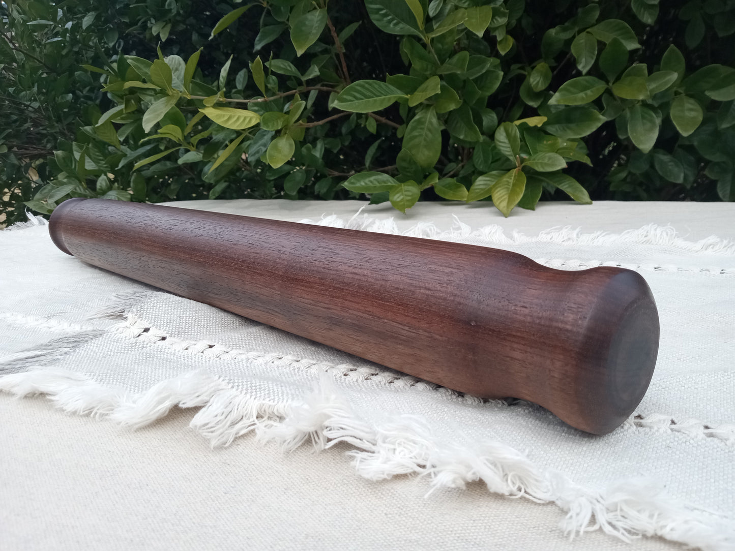 21" Wooden Rolling Pin Turned from Black Walnut Wood - Gift for the Baker - Handmade Blunt End Pastry Roller - Functional Kitchen Wall Decor