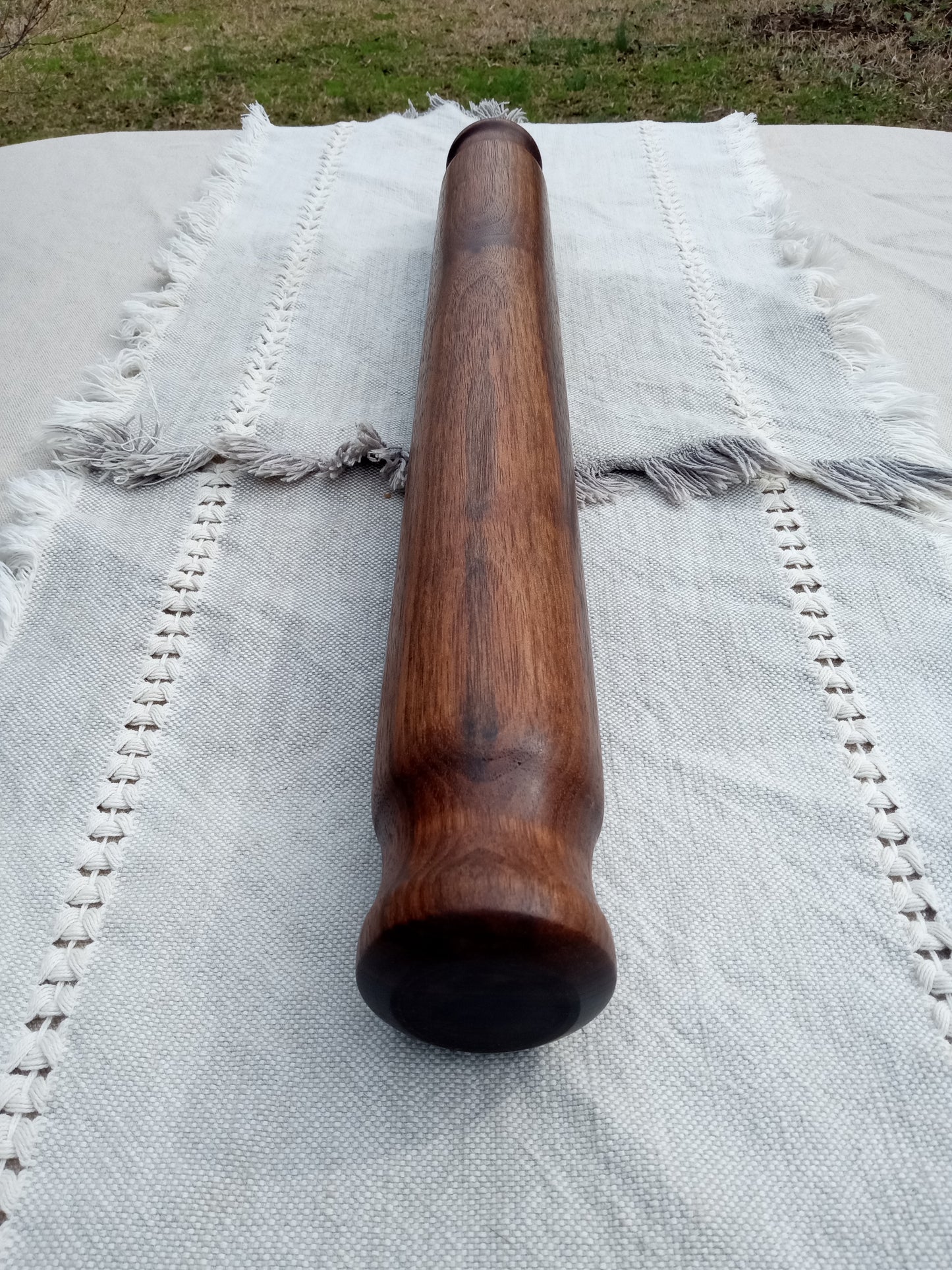 21" Wooden Rolling Pin Turned from Black Walnut Wood - Gift for the Baker - Handmade Blunt End Pastry Roller - Functional Kitchen Wall Decor