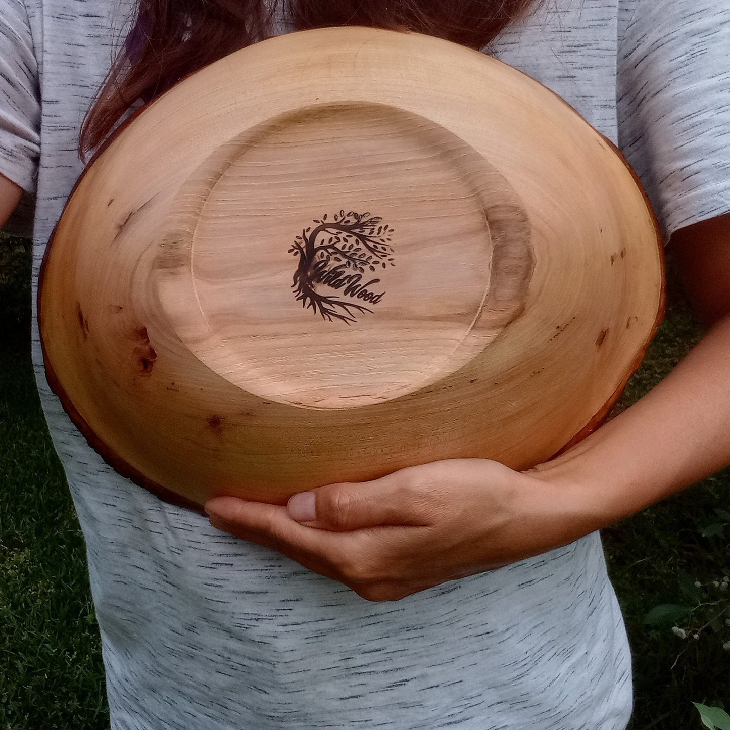 Live Edge Wood Bowl: Rustic Farmhouse Centerpiece, 14"
