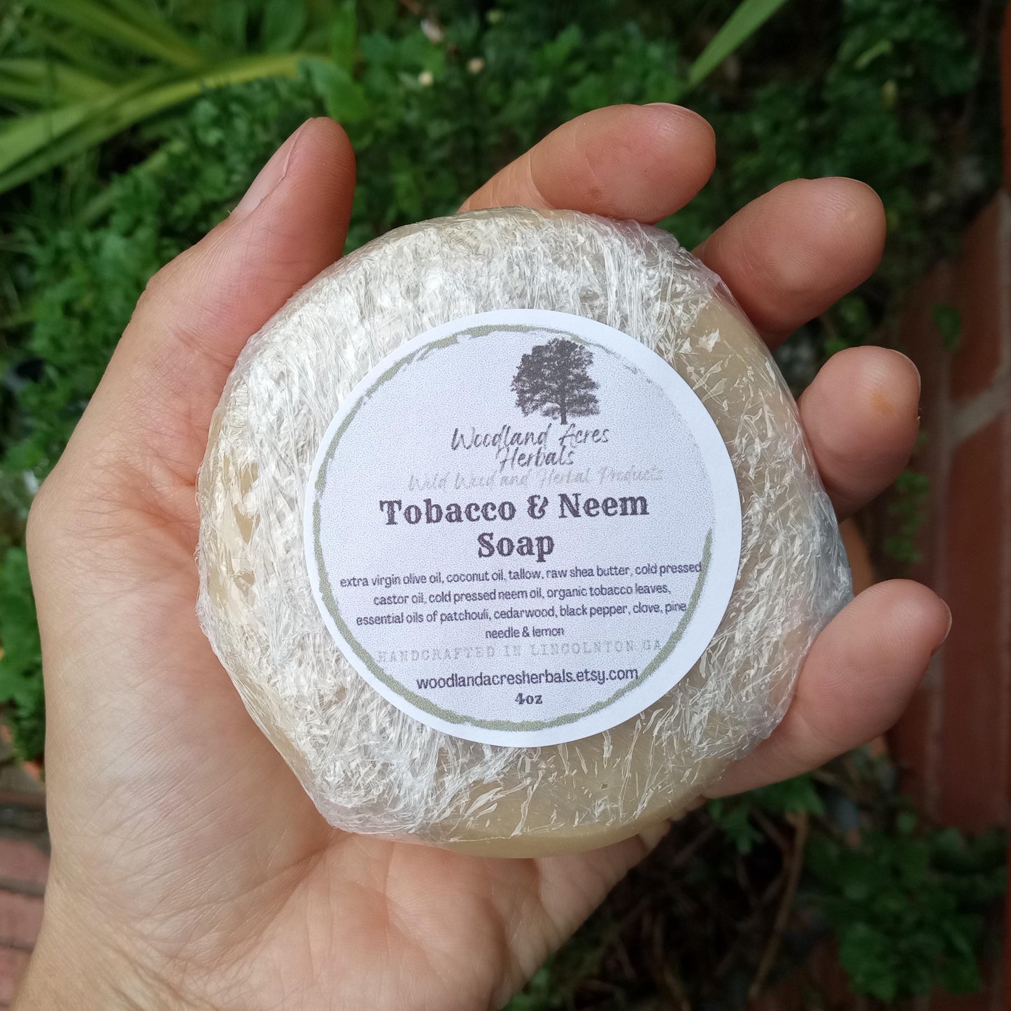 Tobacco & Neem Oil Soap for Men Handmade with Olive Oil, Shea Butter and Tallow Infused with Fresh Tobacco, Scented with Pure Essential Oils