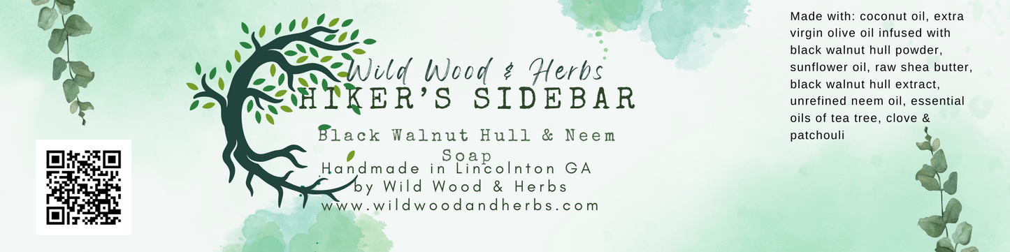 Hiker's Sidebar - Black Walnut Hull Soap with Tea Tree & Neem Oil - Handmade Herbal Soap for Athletes and Nurses - Natural Vegan Bar Soap with Shea Butter