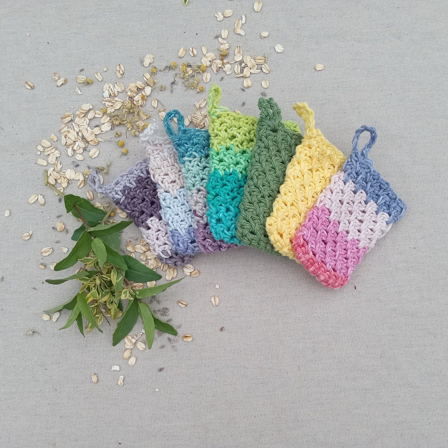 Handmade Cotton Soap Sack - Natural Shower Scrubby for Eco-Friendly Bathing - Crochet Soap Saver - Cute Bathroom Accessories - Washcloths