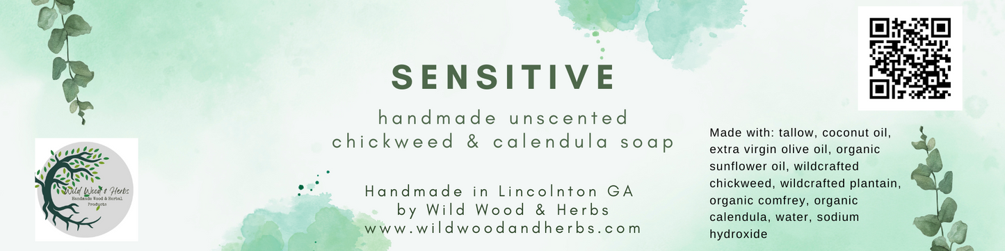 Calendula Soap with Chickweed Herb - Unscented Moisturizing Herbal Soap Bars for Sensitive Skin - Handmade Tallow Soap with Olive Oil