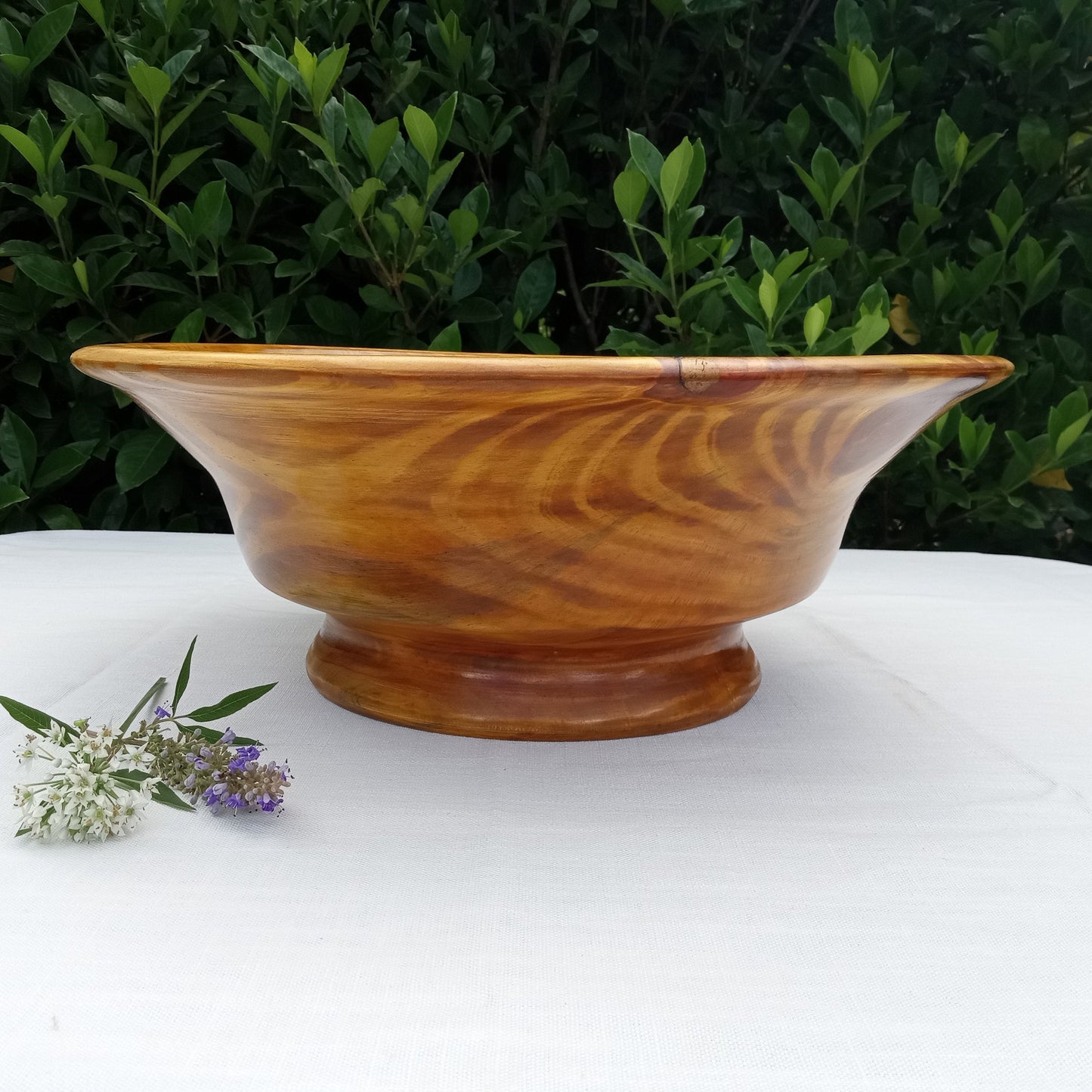 Colorful Wood Decor Bowl - Pine Pedestal Bowl - Turned Wood Bowls - Elegant Table Art - Artistic Home Accents - Handmade Wooden Bowl