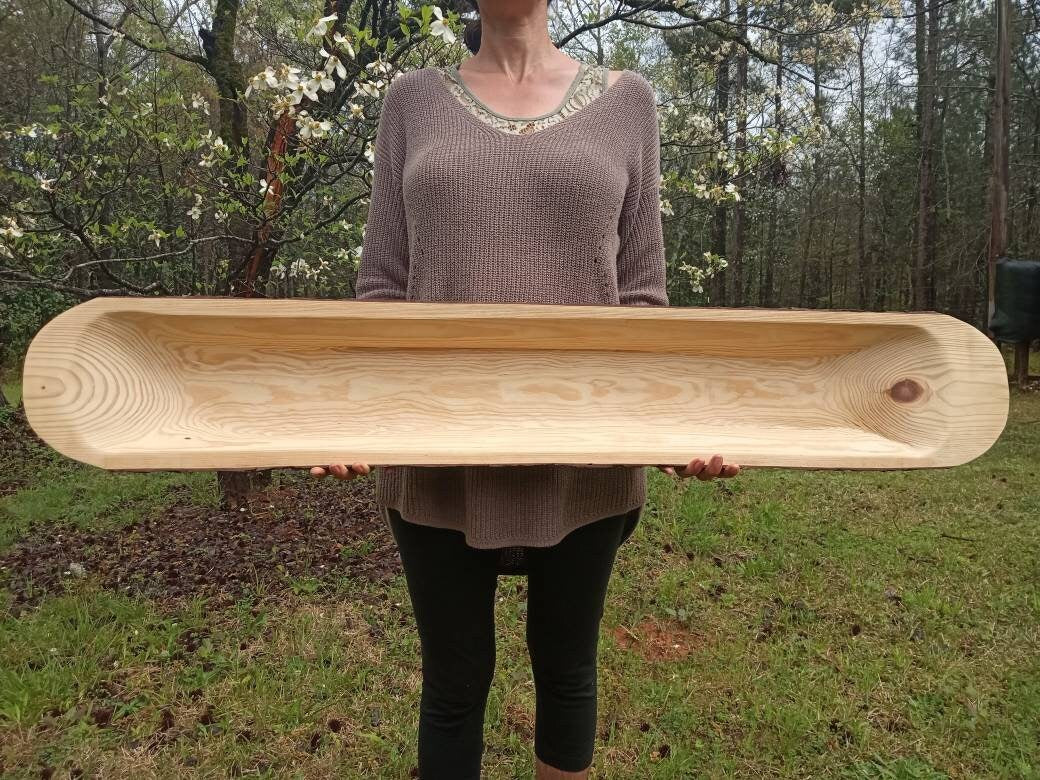 Handmade Wooden Trough: Rustic Farmhouse Centerpiece (48")