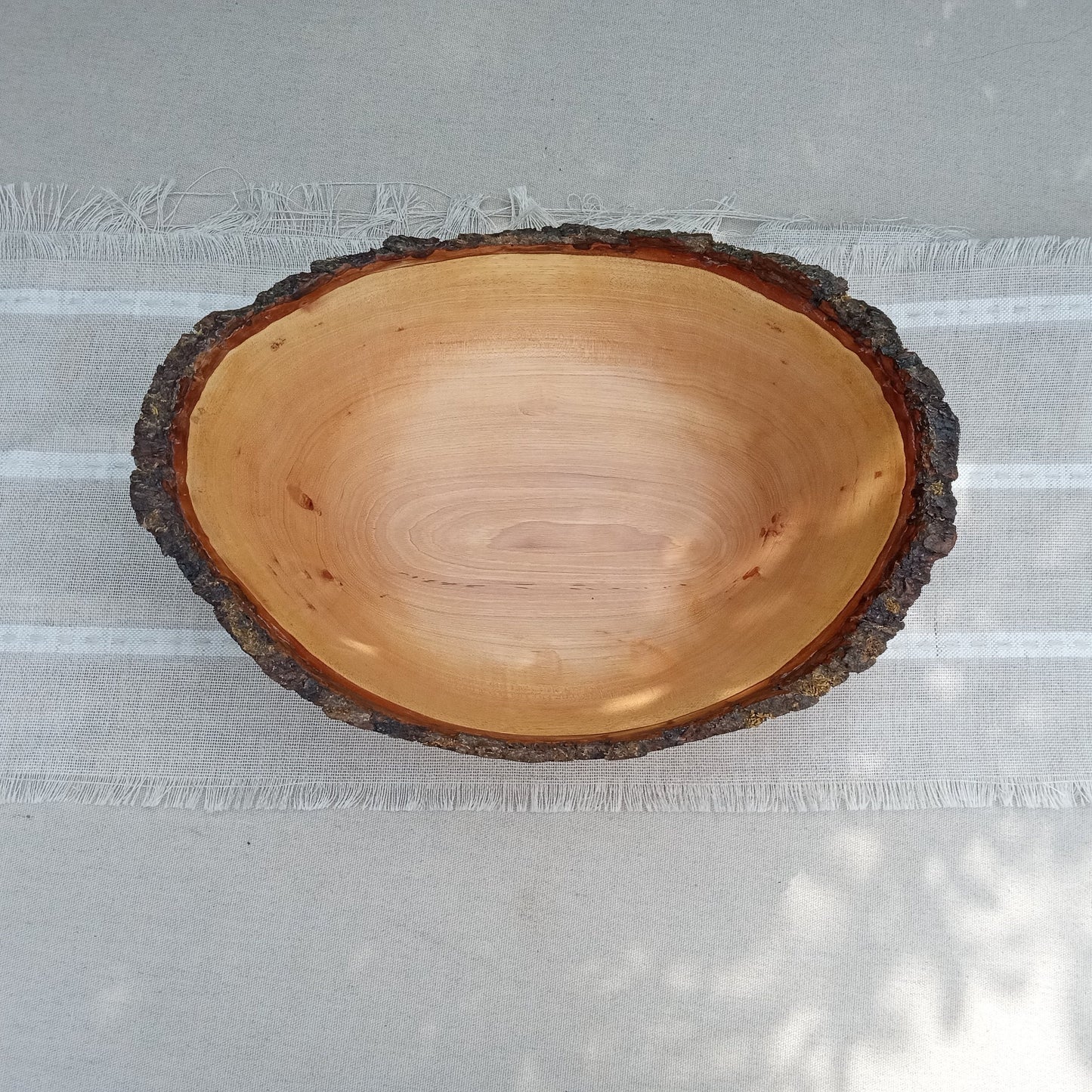 Live Edge Wood Bowl: Rustic Farmhouse Centerpiece, 14"
