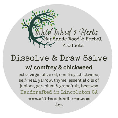 Comfrey Salve with Chickweed, Self-Heal, Yarrow & Thyme - Herbal Draw Salve - Juniper Essential Oil Balm with Geranium and Grapefruit Oil