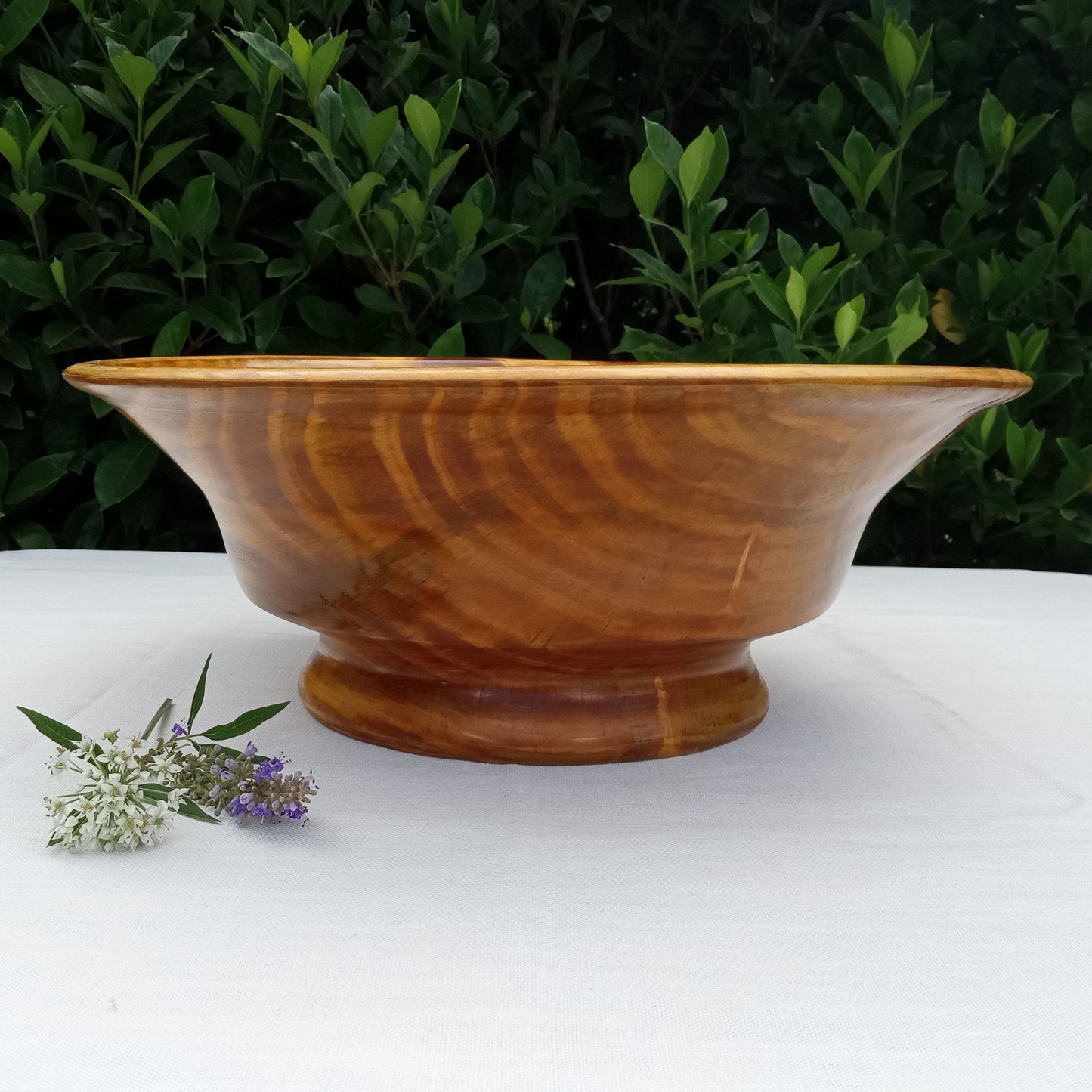 Colorful Wood Decor Bowl - Pine Pedestal Bowl - Turned Wood Bowls - Elegant Table Art - Artistic Home Accents - Handmade Wooden Bowl