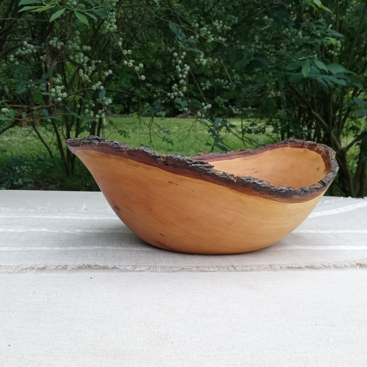 Live Edge Wood Bowl: Rustic Farmhouse Centerpiece, 14"