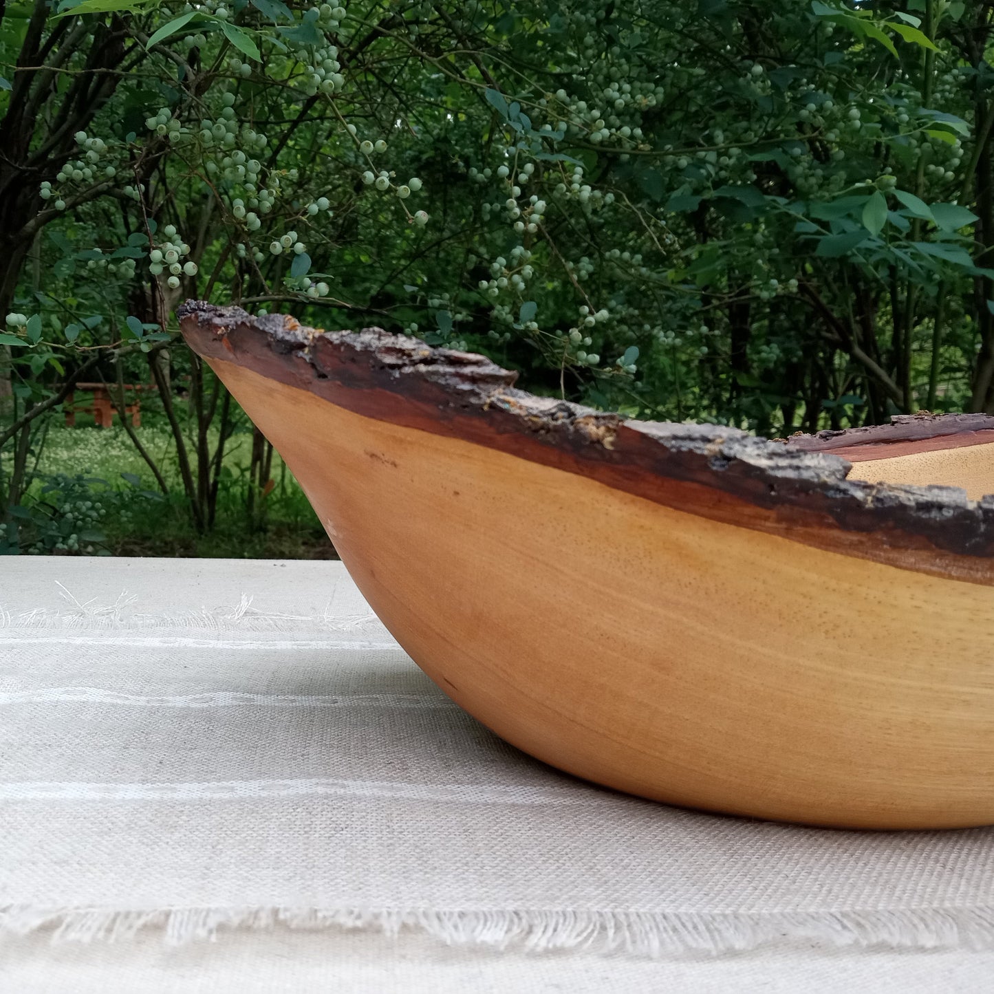 Live Edge Wood Bowl: Rustic Farmhouse Centerpiece, 14"