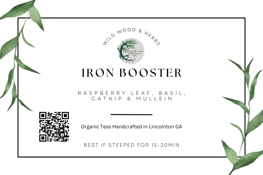 Iron Rich Organic Herbal Tea Blend with Raspberry Leaf, Purple Basil, Catnip & Mullein - Relaxing Loose Leaf Herbs for Infusing