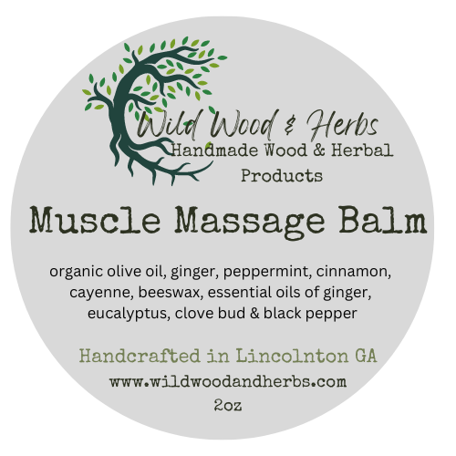Herbal Sore Muscle Massage Balm with Cayenne & Ginger - Warming Ache Rub with Eucalyptus & Black Pepper - Natural Gifts for Him