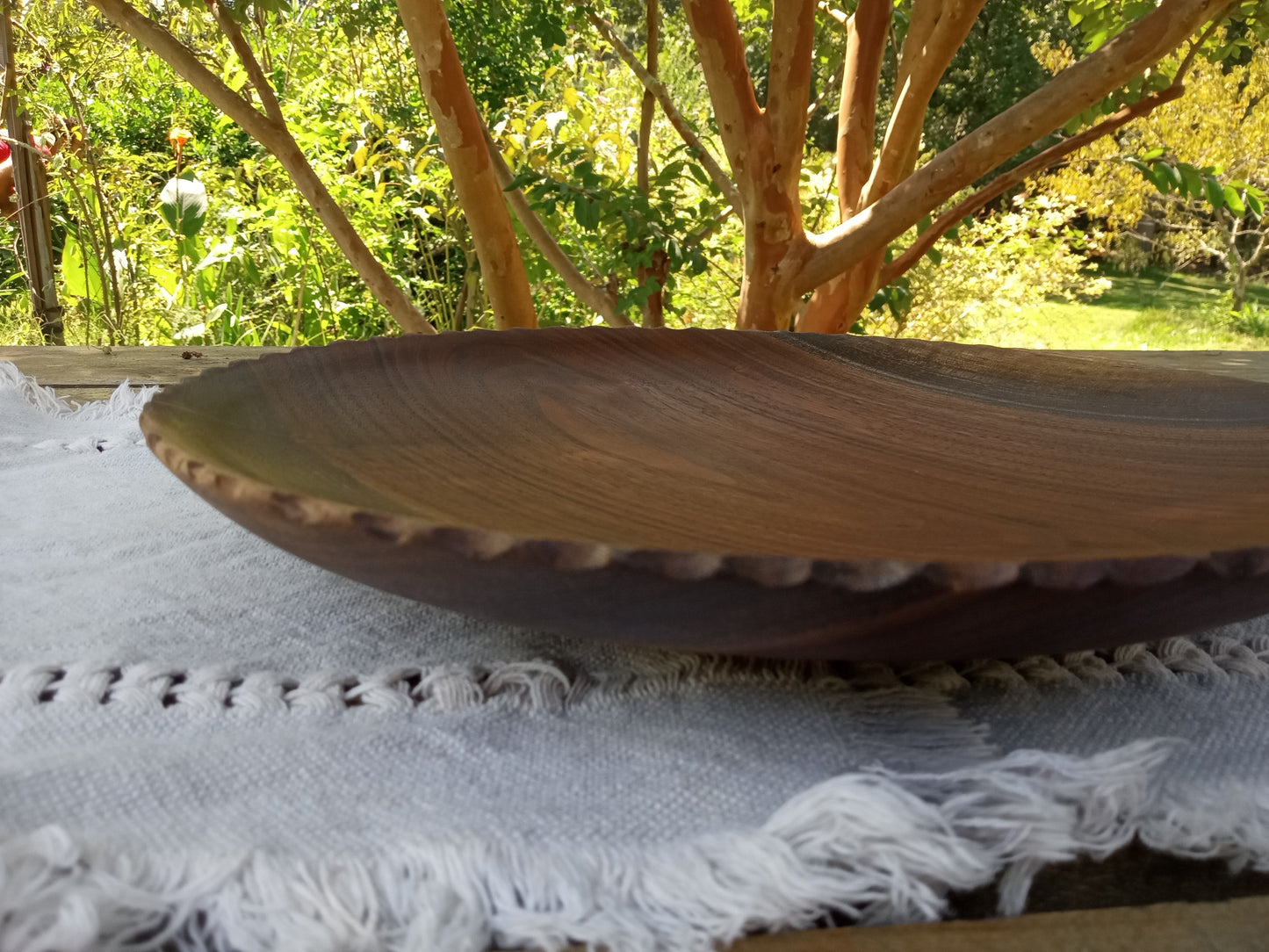 Black Walnut Wood Plate: Handmade Low-Profile Centerpiece (12")