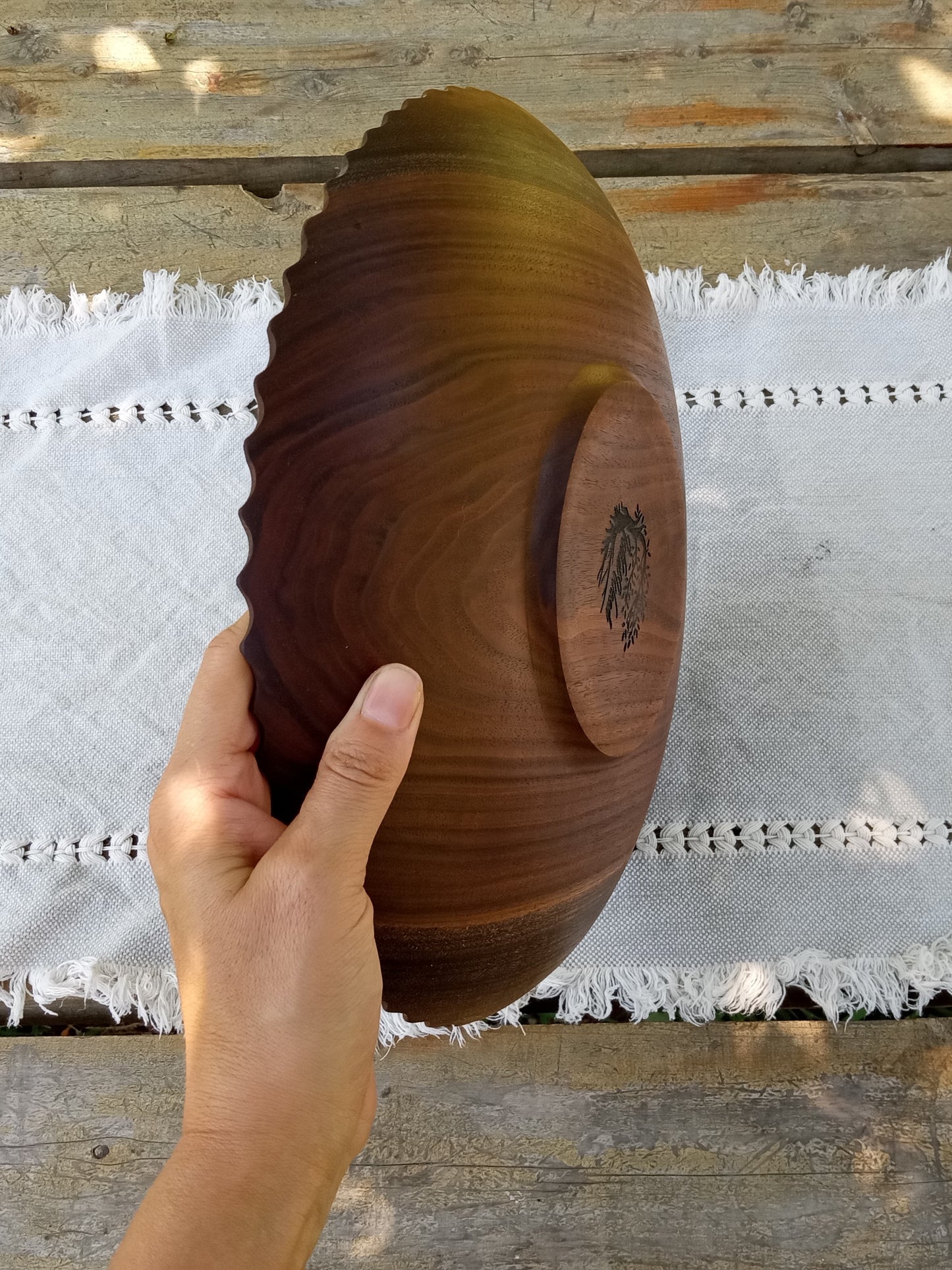 Black Walnut Wood Plate: Handmade Low-Profile Centerpiece (12")
