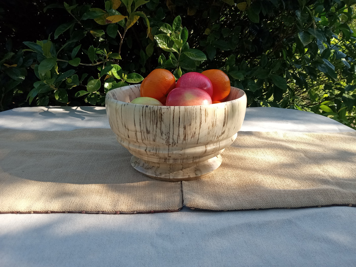 Wooden Fruit Bowl: Handmade Spalted Hackberry (9")