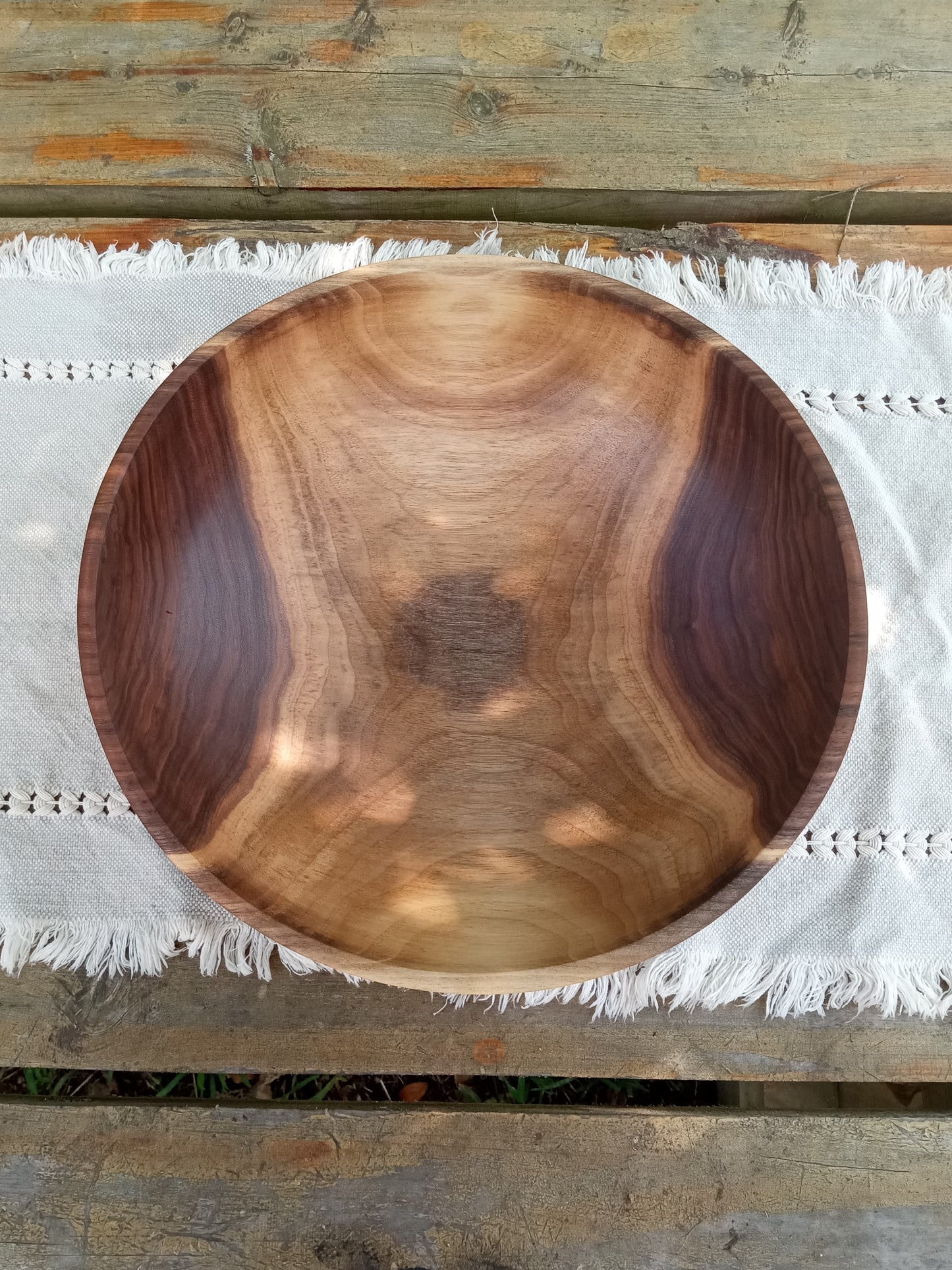 12" Walnut Wood Salad Bowl - Large Handcrafted Wooden Salad Serving Bowl - Handmade Anniversary Gift