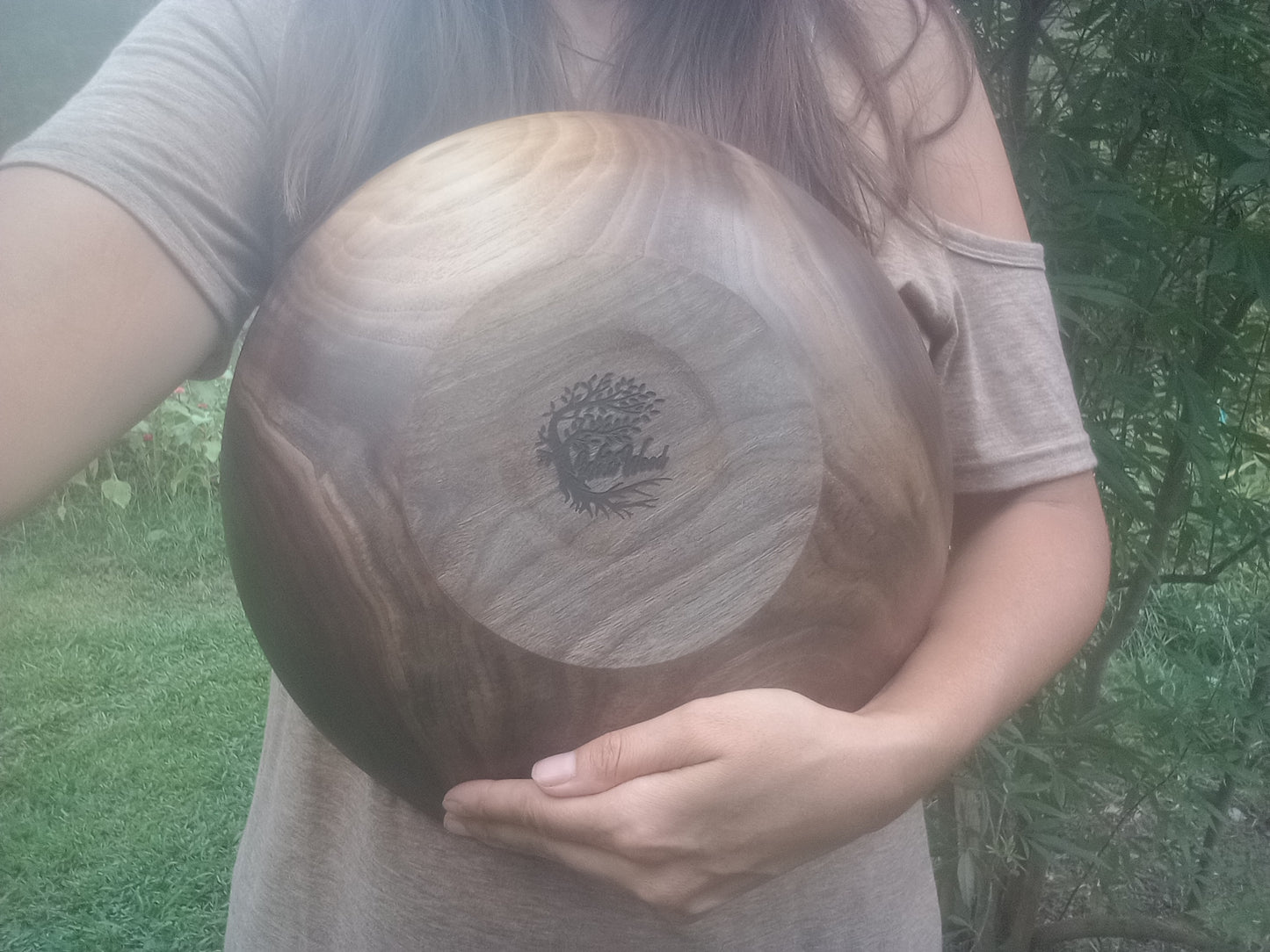 Black Walnut Wood Salad Bowl: Handmade Natural Edge Centerpiece (13")
