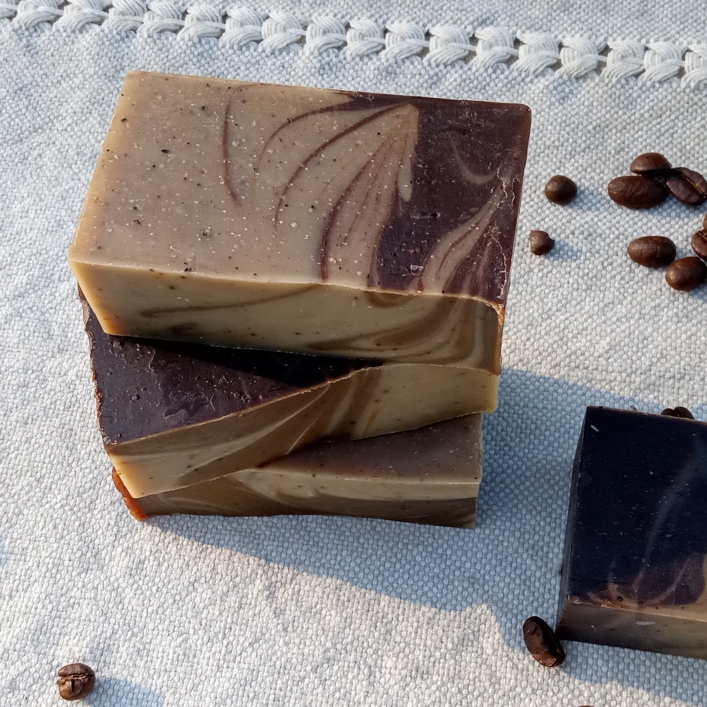 Exfoliating Coffee Bar Soap with Cacao - Handmade Natural Vegan Bar Soap with Shea Butter & Coconut - Unique Bath Gifts for Coffee Lovers