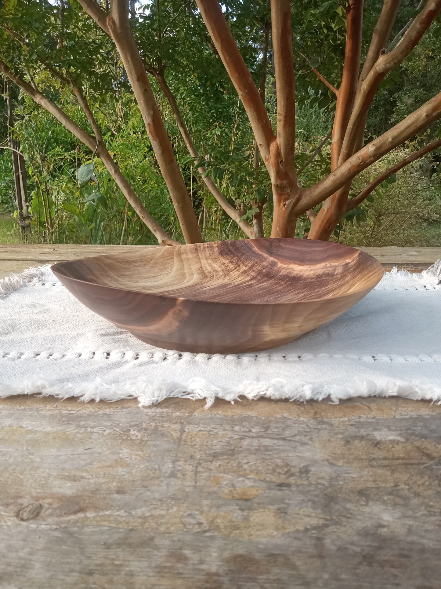 Black Walnut Wood Platter: Handmade Rustic Centerpiece (11")
