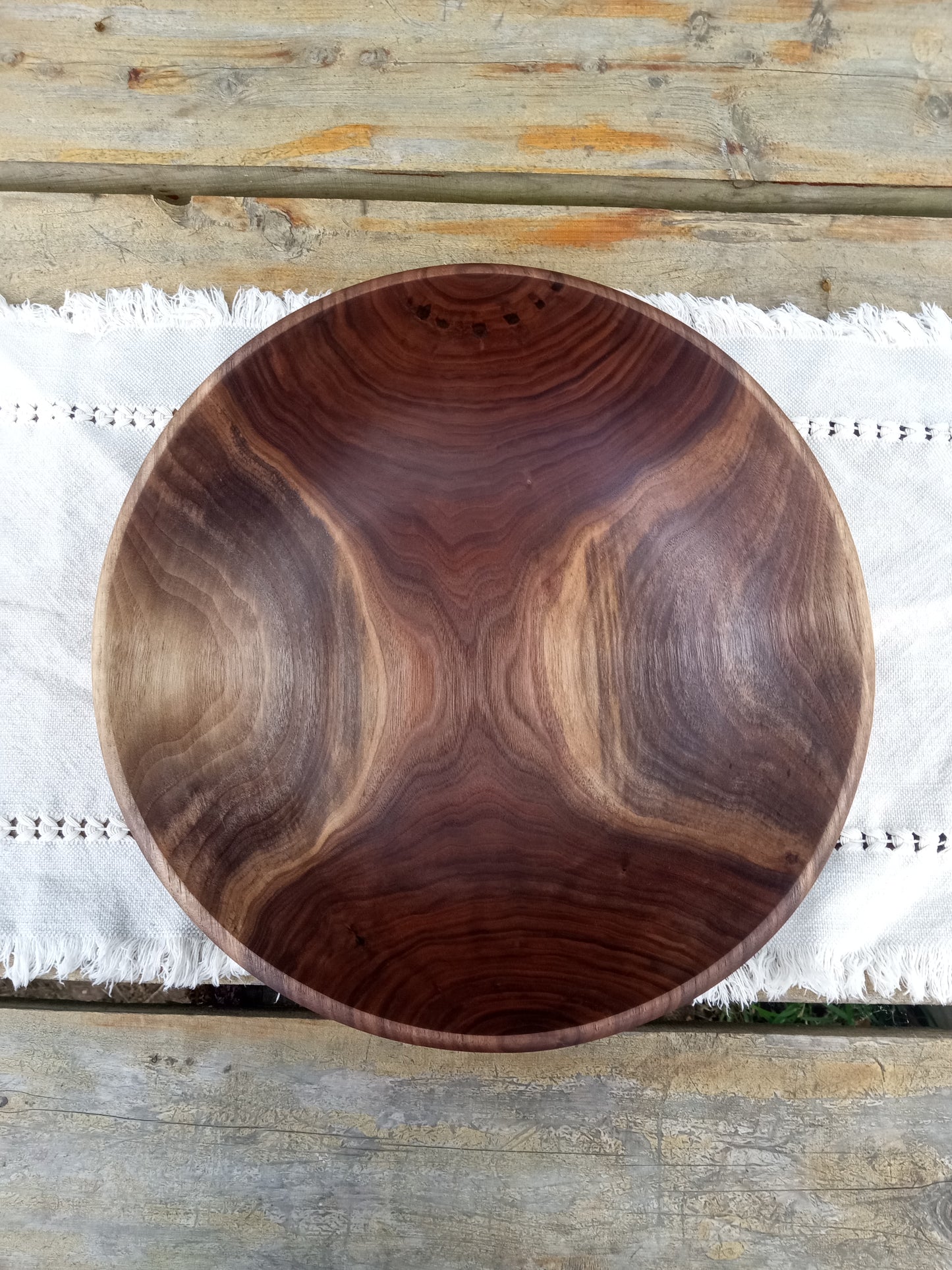 Black Walnut Wood Salad Bowl: Handmade Natural Edge Centerpiece (13")