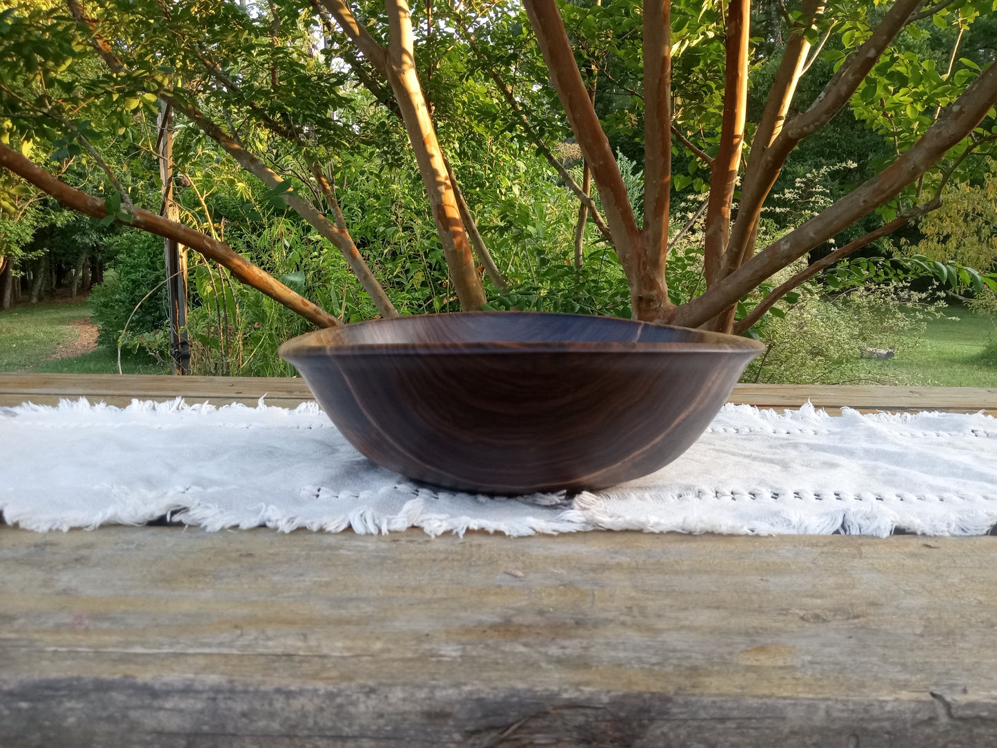 Stunning Walnut Wood Bowl with a Chunky Natural Edge Design - Large 14" Wooden Salad Bowl with a Decorative Rim - Unique Woodwork for Gifts