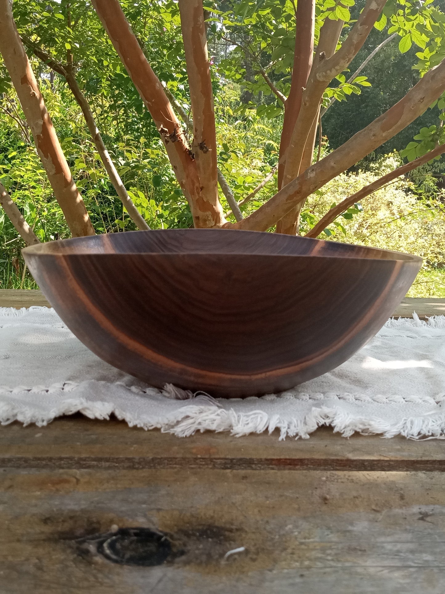 12" Walnut Wood Salad Bowl - Large Handcrafted Wooden Salad Serving Bowl - Handmade Anniversary Gift