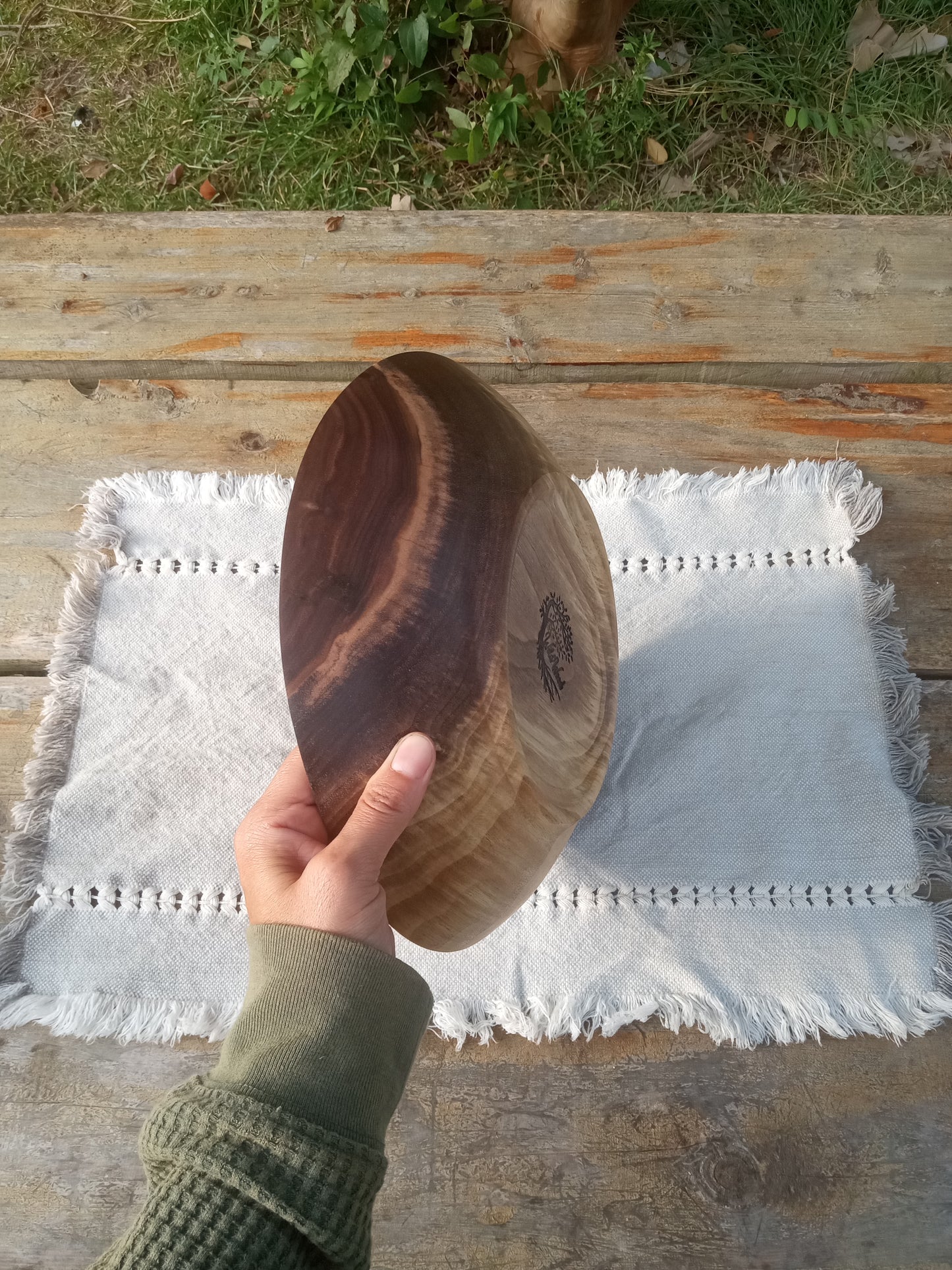 Black Walnut Wood Platter: Handmade Rustic Centerpiece (11")