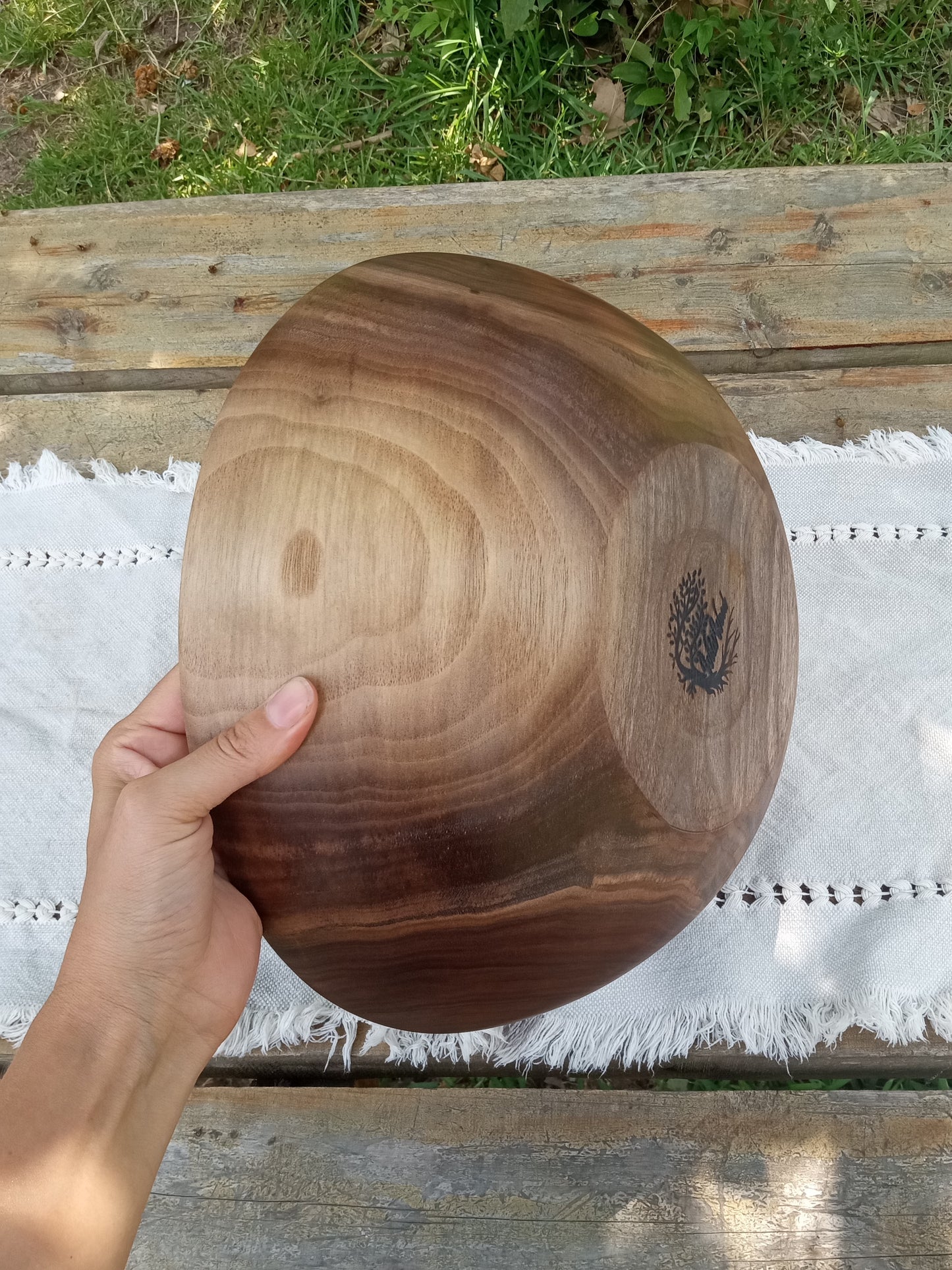 Black Walnut Wood Salad Bowl: Handmade Natural Edge Centerpiece (13")